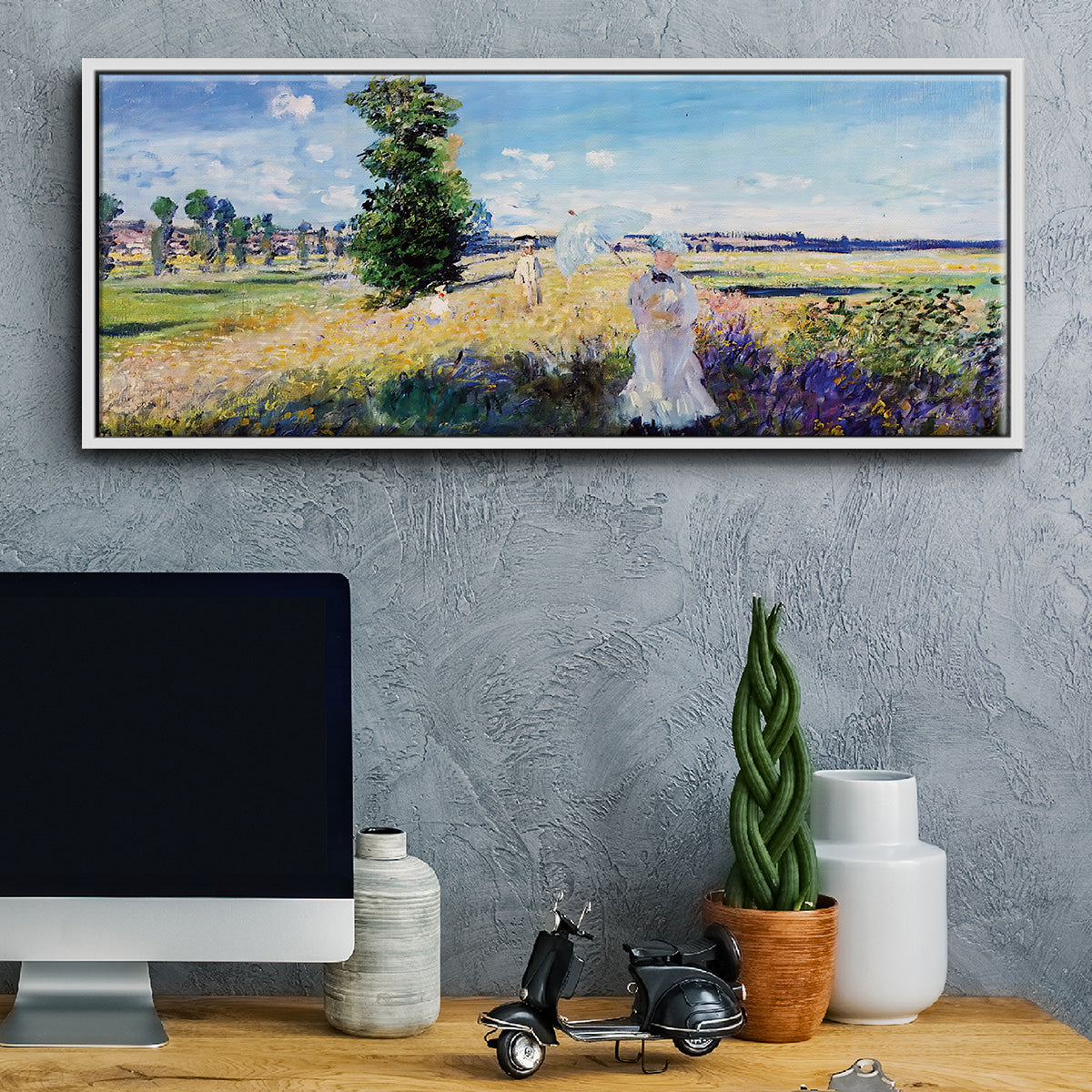 The Promenade, Argenteuil, 1875 - Floater Framed Canvas Print