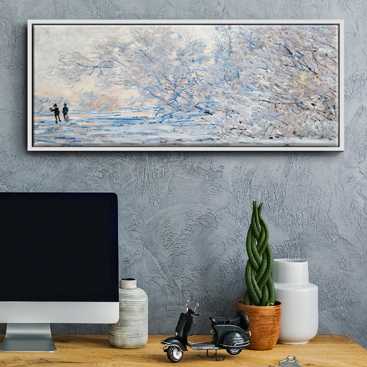 The Hoarfrost at Giverny, 1885 - Floater Framed Canvas Print