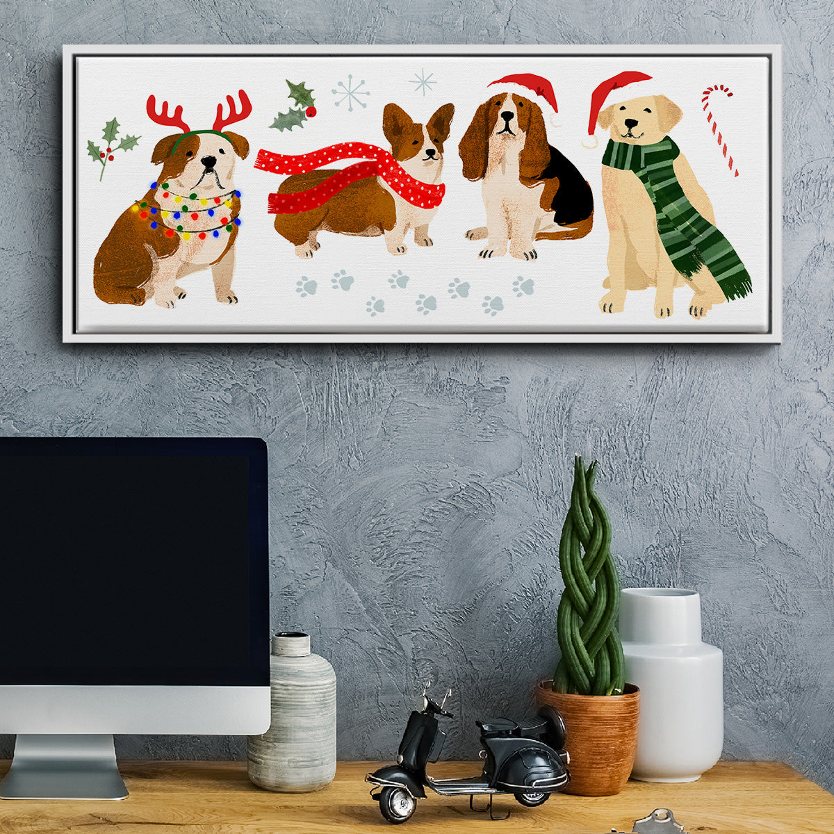 Holidogs Collection D - Floater Framed Canvas Print