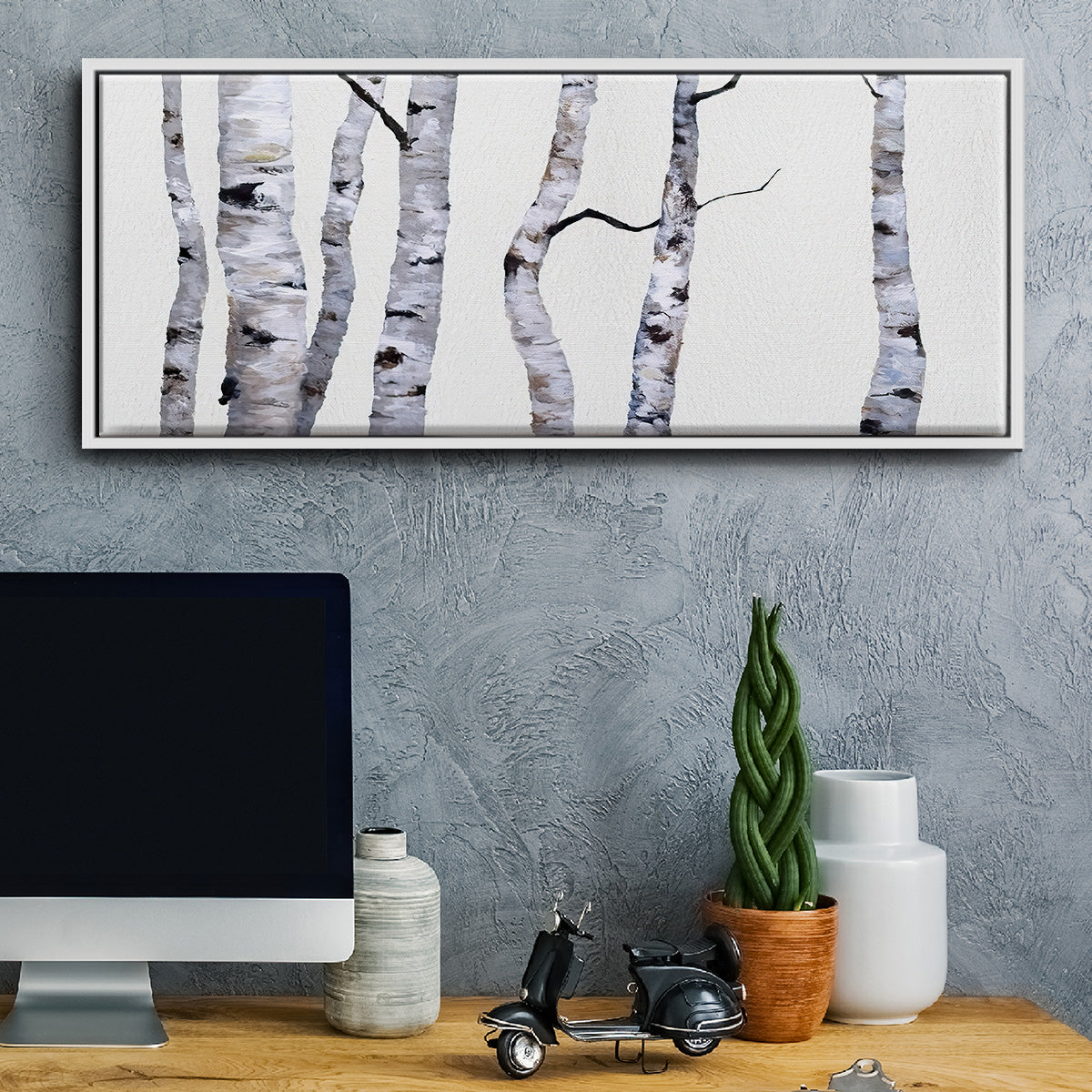 Birch Trees I - Floater Framed Canvas Print