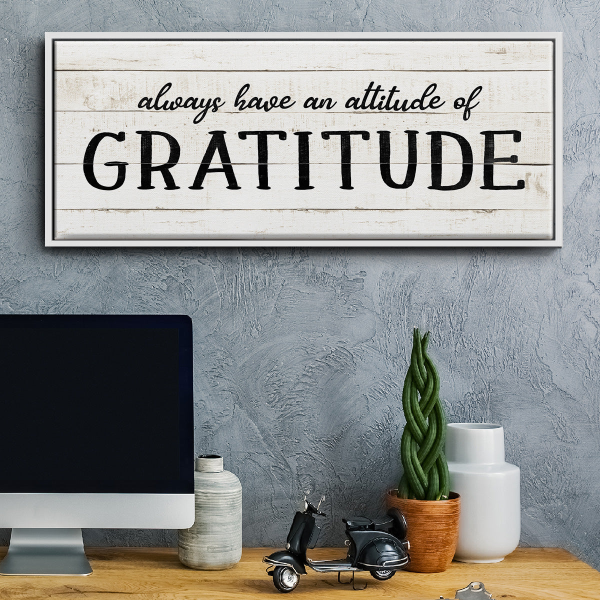 Attitude Gratitude - Floater Framed Canvas Print