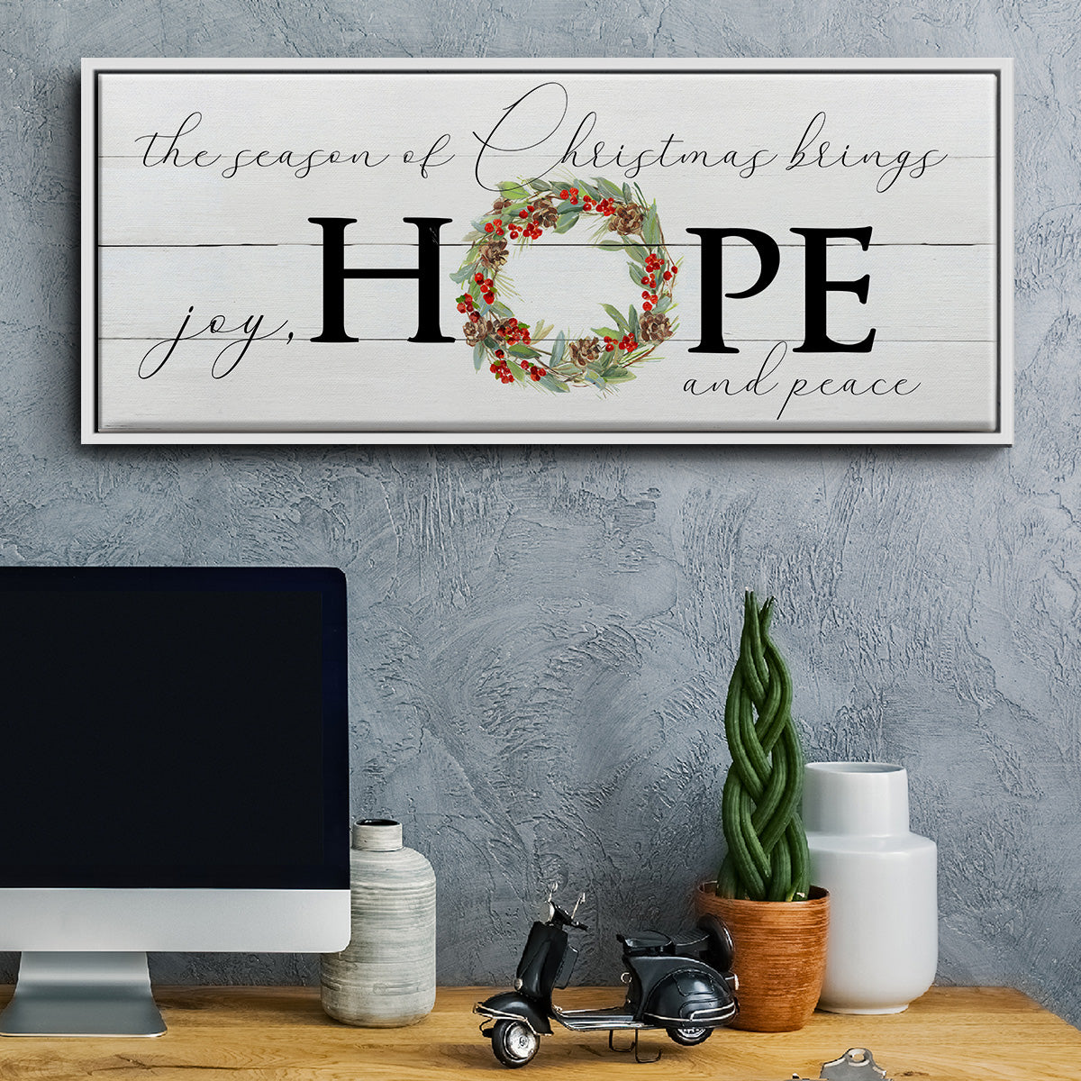 Joy Hope and Peace - Floater Framed Canvas Print
