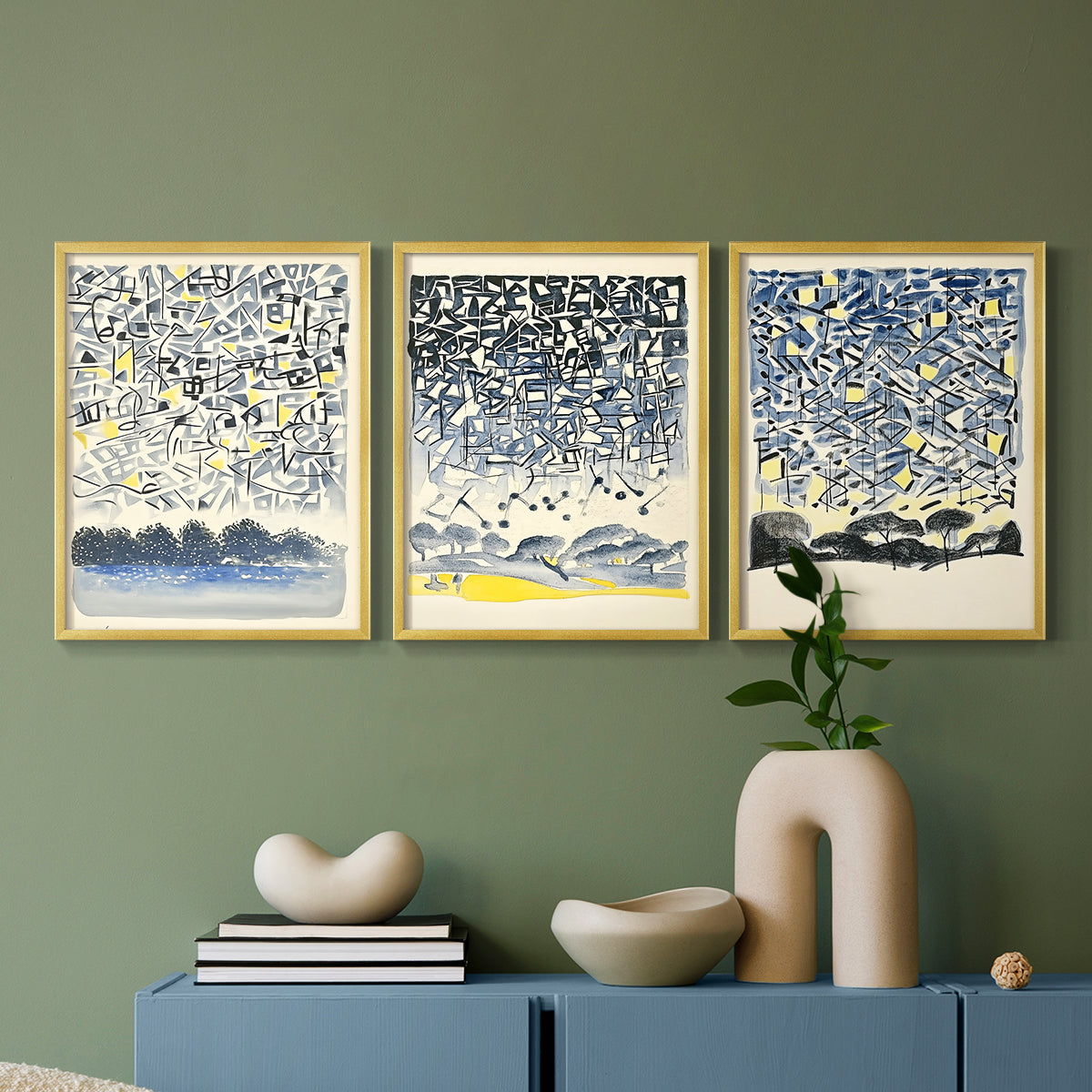 Abstract Series CXCII - Restickable Framed Art Set