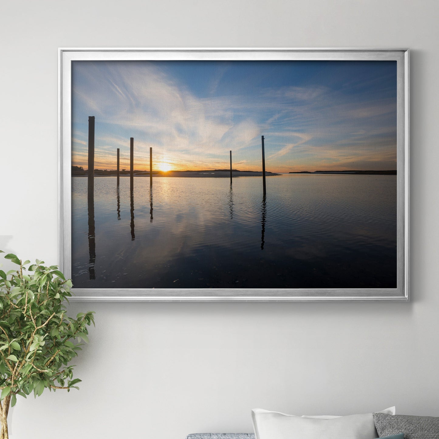 Bay at Sunset - Modern Framed Canvas Print