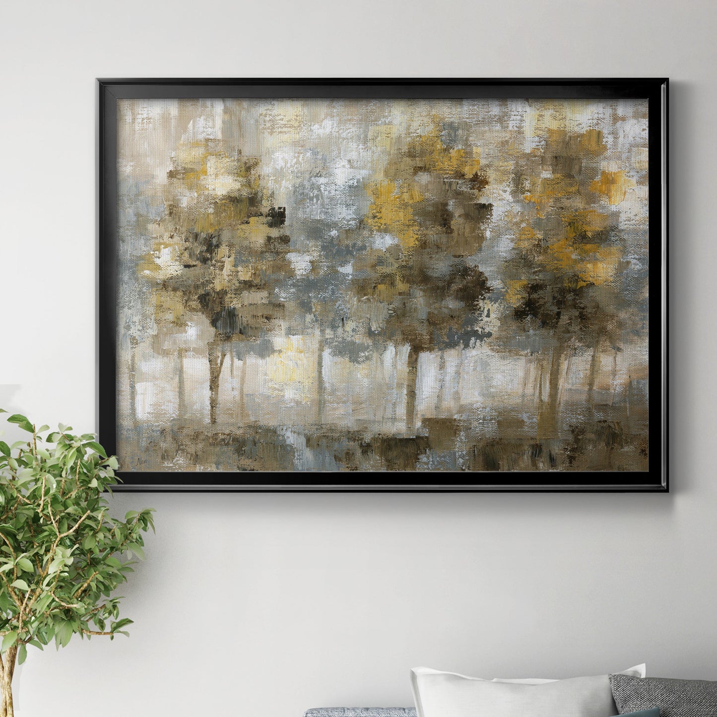 Linen Trees - Modern Framed Canvas Print