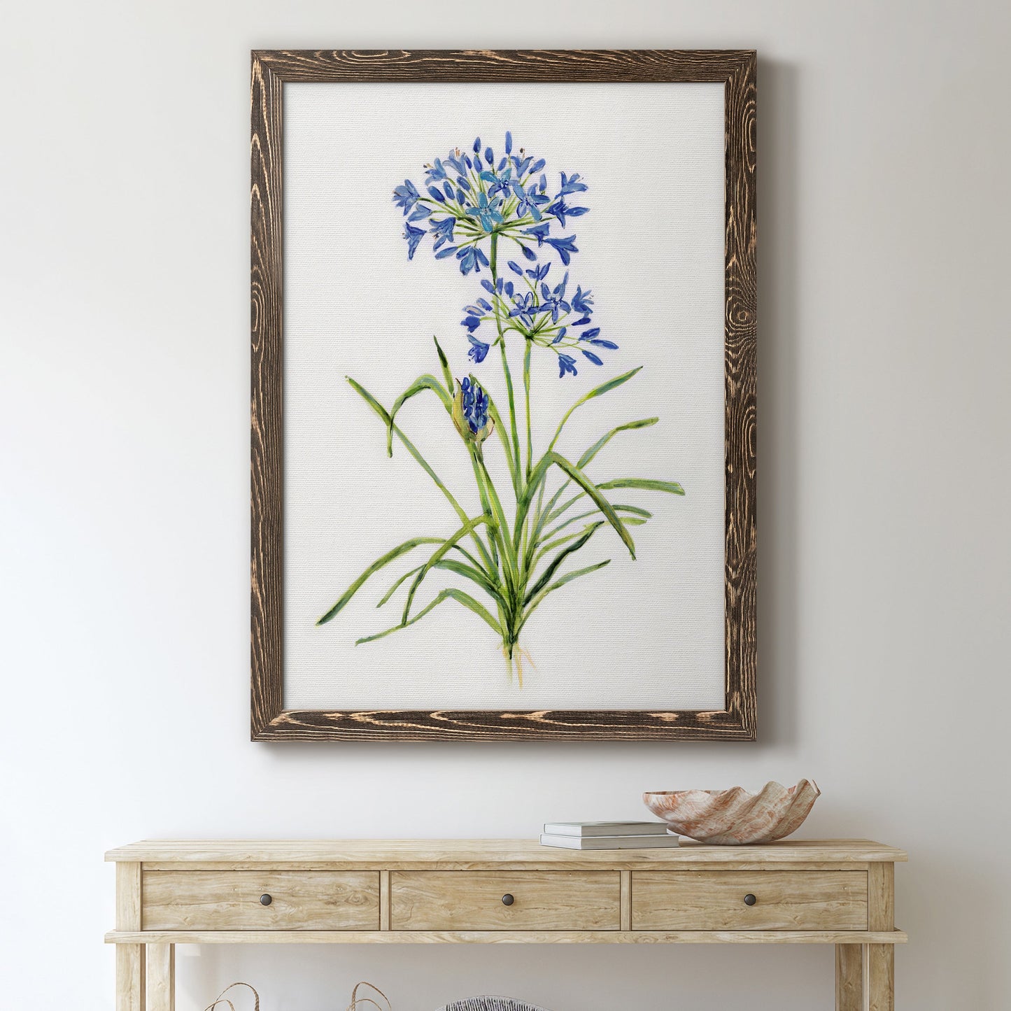 Blue Lively Botanical I - Barnwood Framed Canvas Print