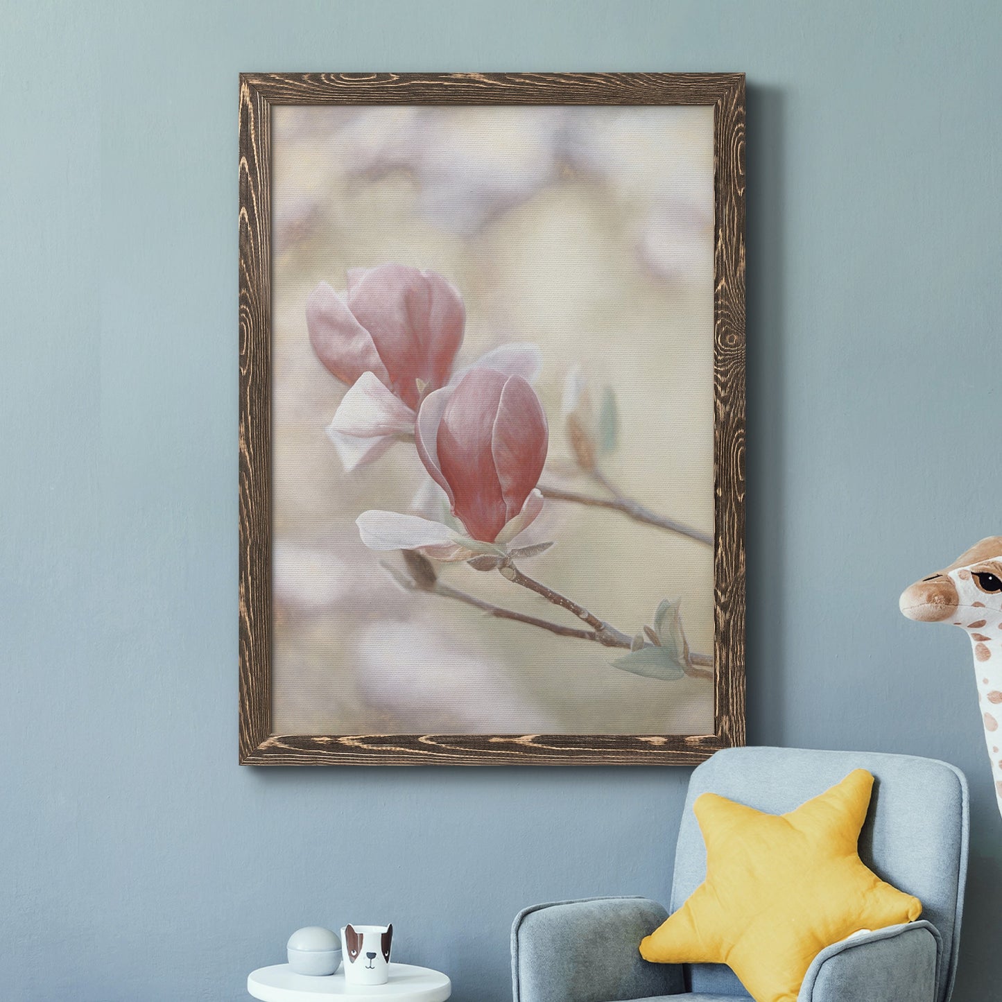 Blooming Hearts - Barnwood Framed Canvas Print