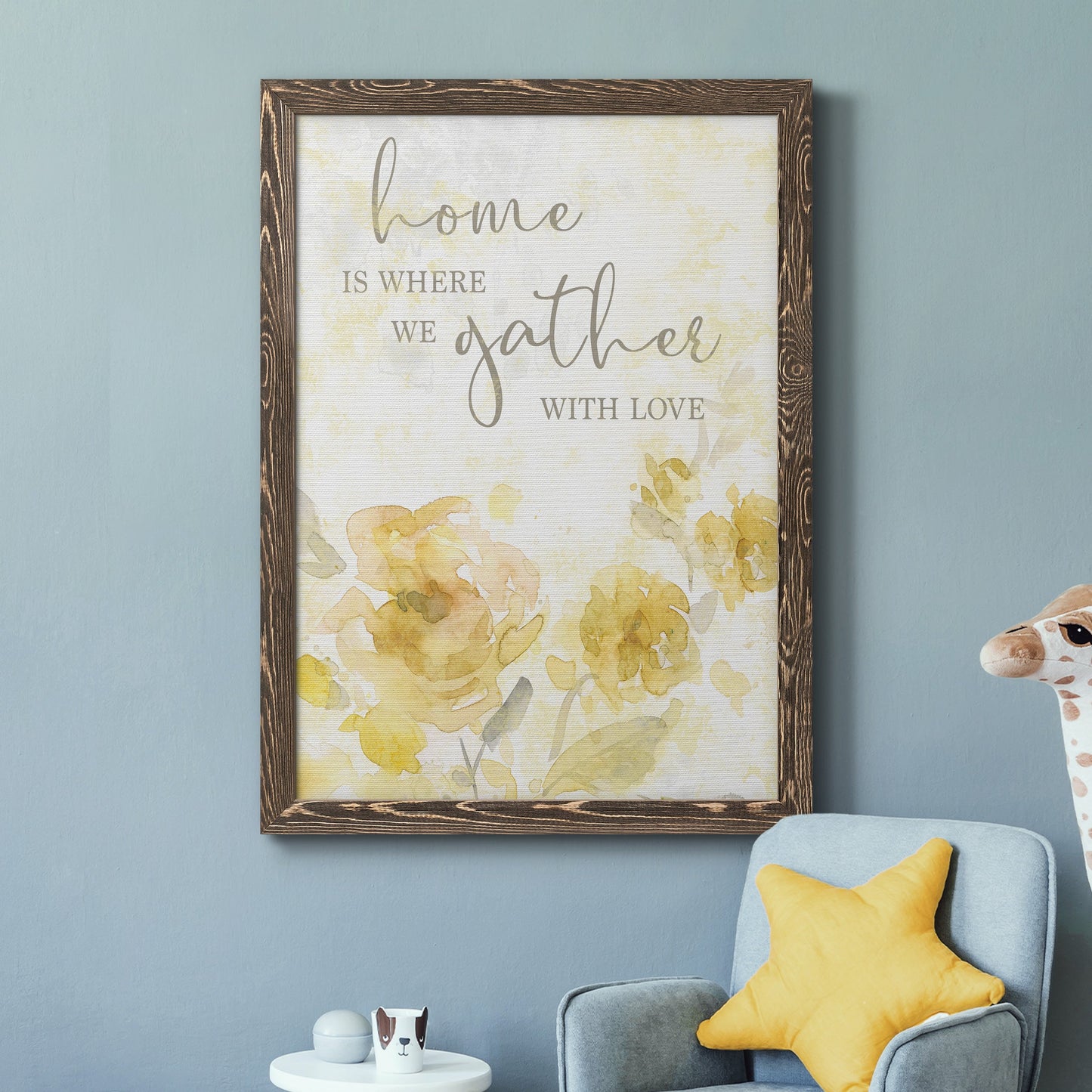Gather with Love - Barnwood Framed Canvas Print