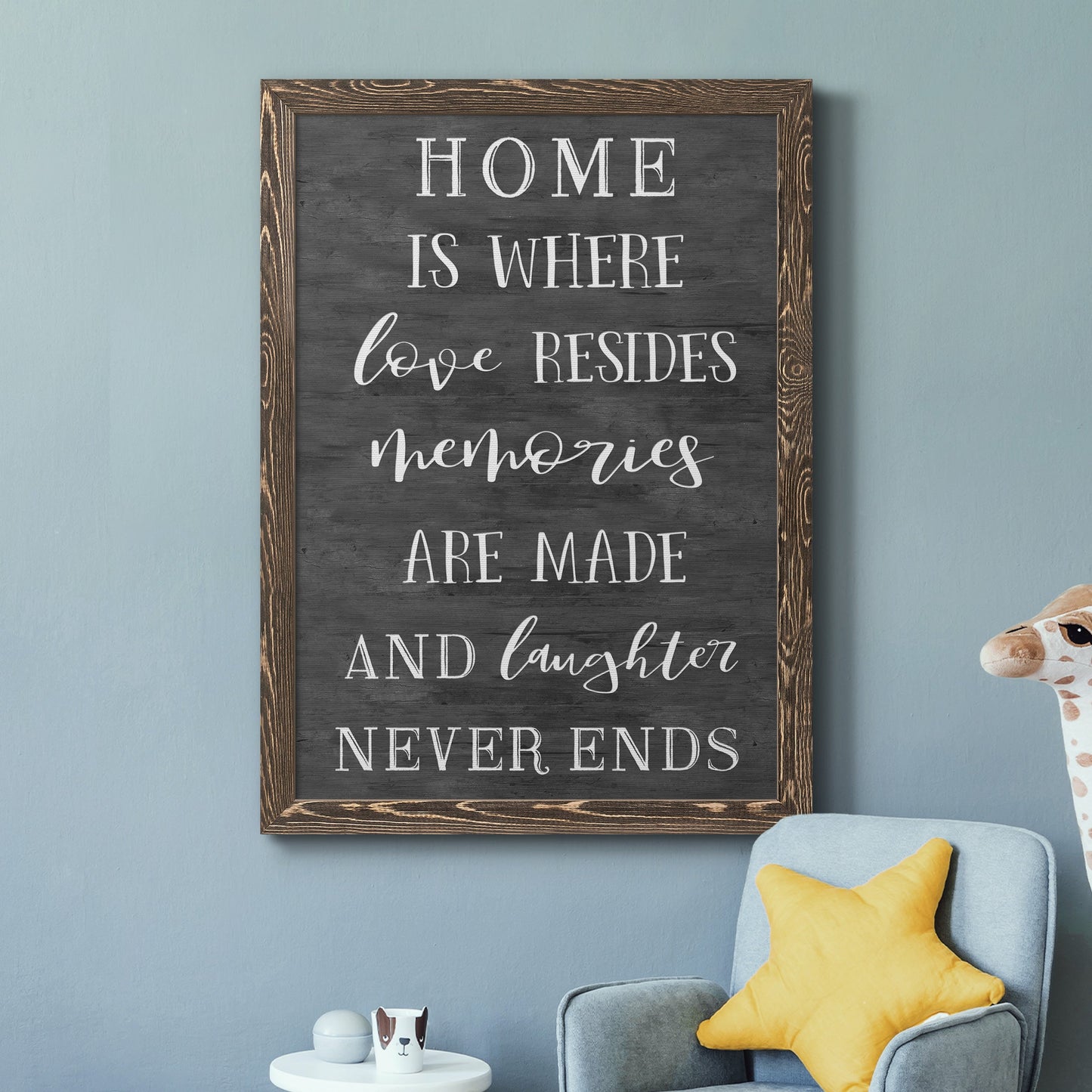 Love Resides - Barnwood Framed Canvas Print