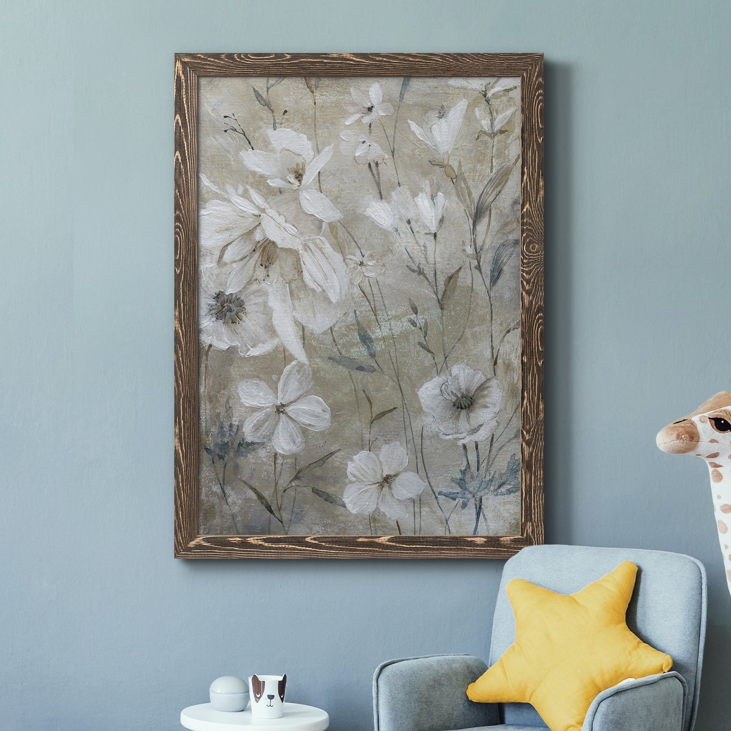Wildflower Whites - Barnwood Framed Canvas Print