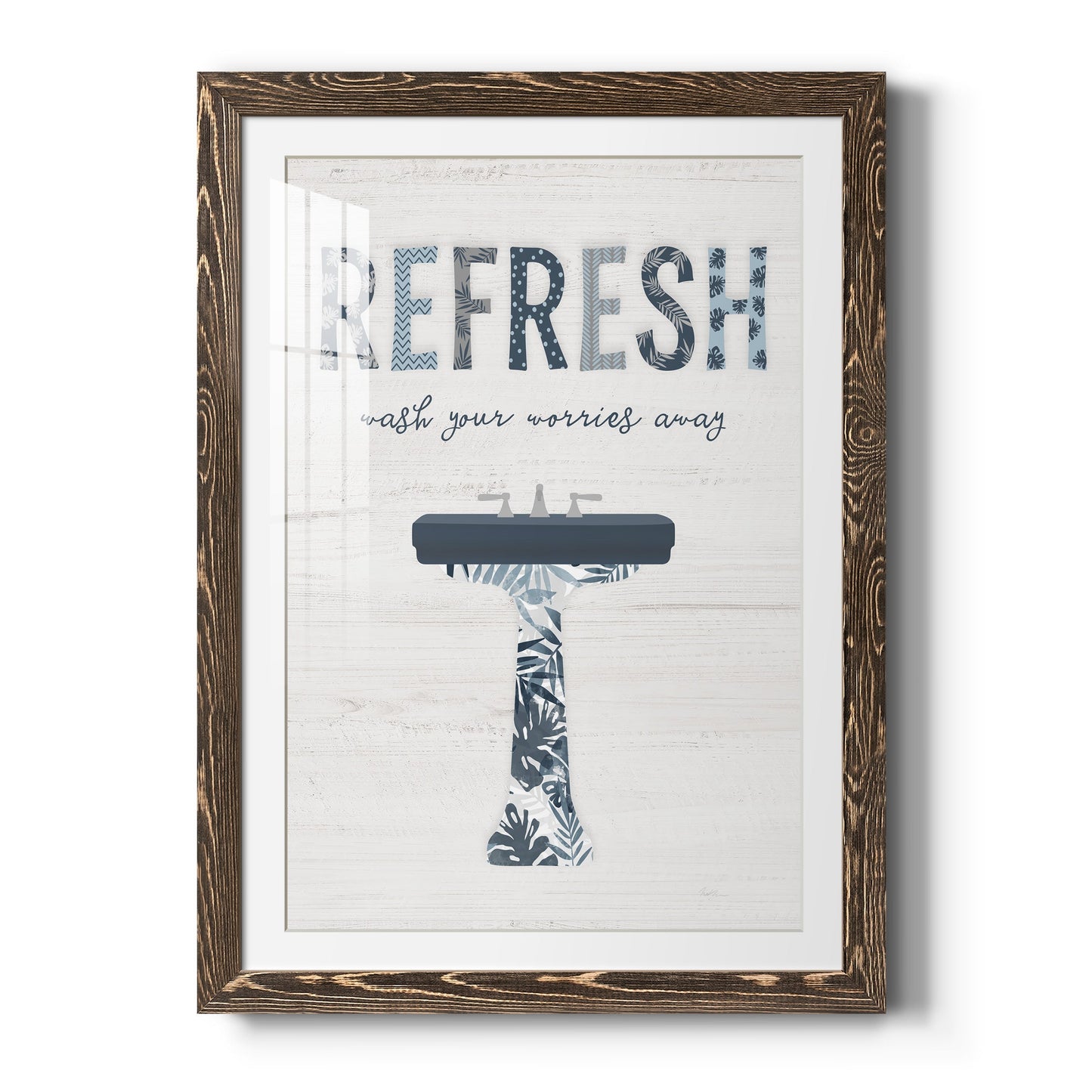 Palm Bath II - Barnwood Framed Art Print