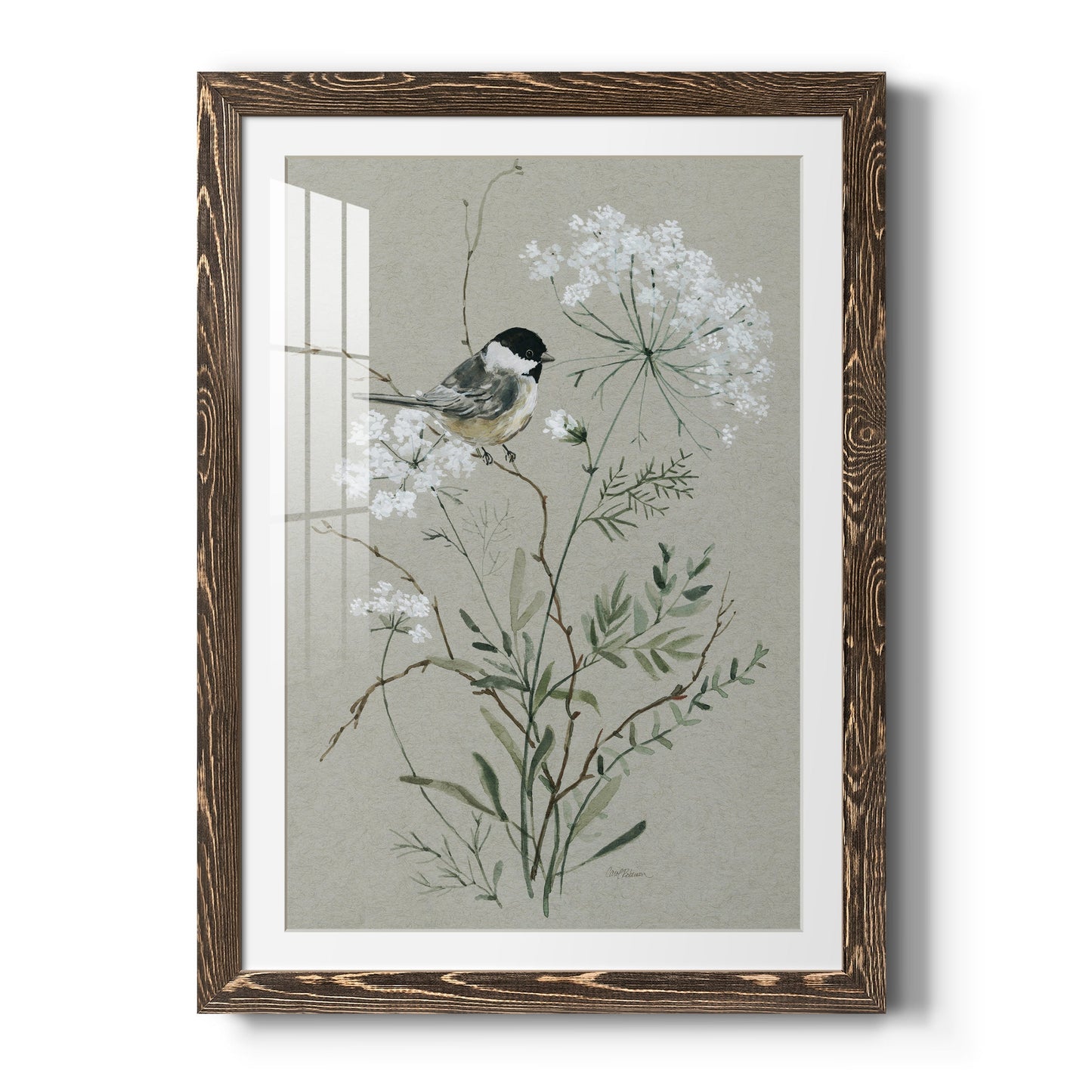 Bouquet of Grace Bird I - Barnwood Framed Art Print