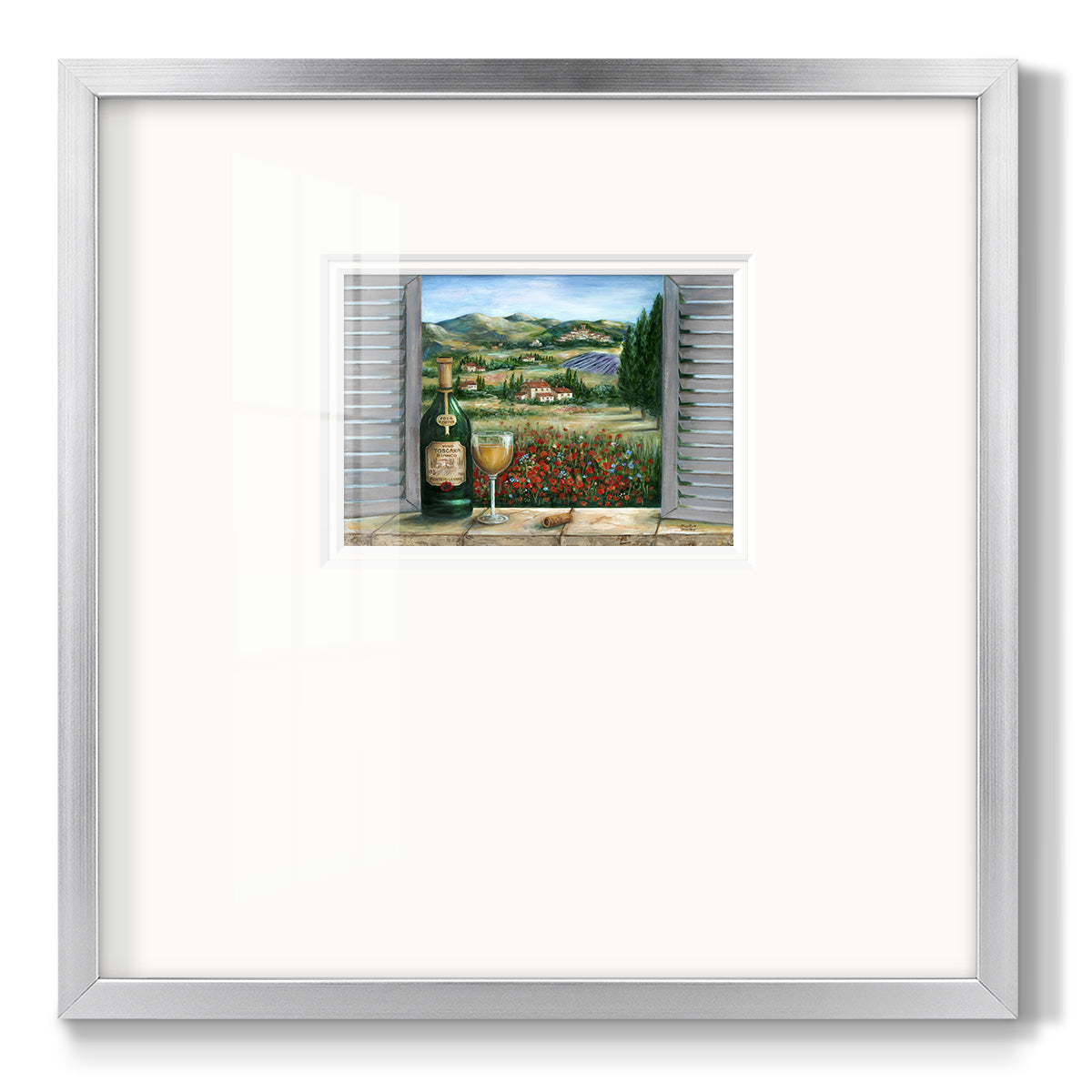 Tuscan White and Poppies - Double Matboard Framed Print