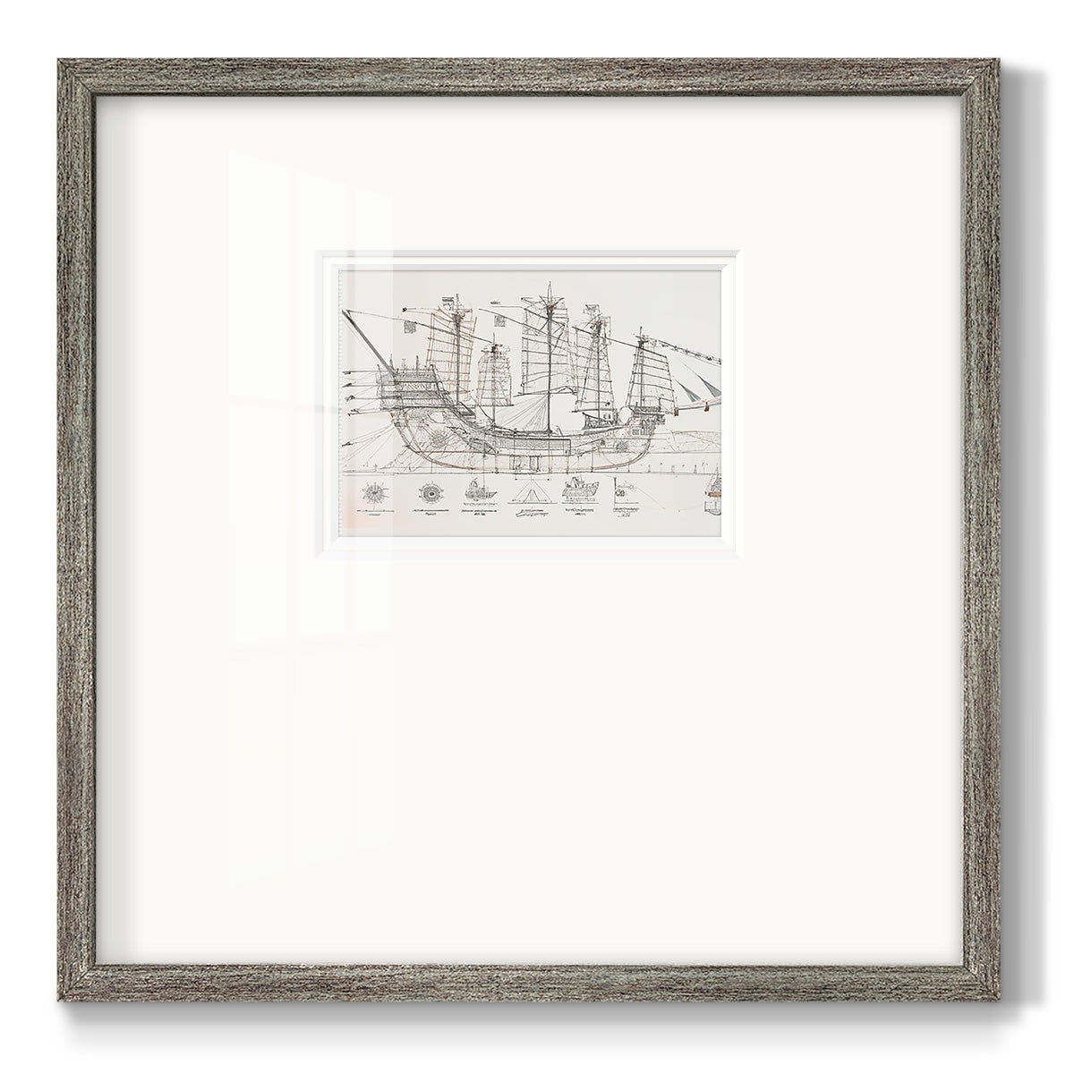 Frigate III - Double Matboard Framed Print