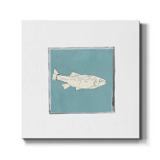 Block Print Fish VIII - Canvas Art Print
