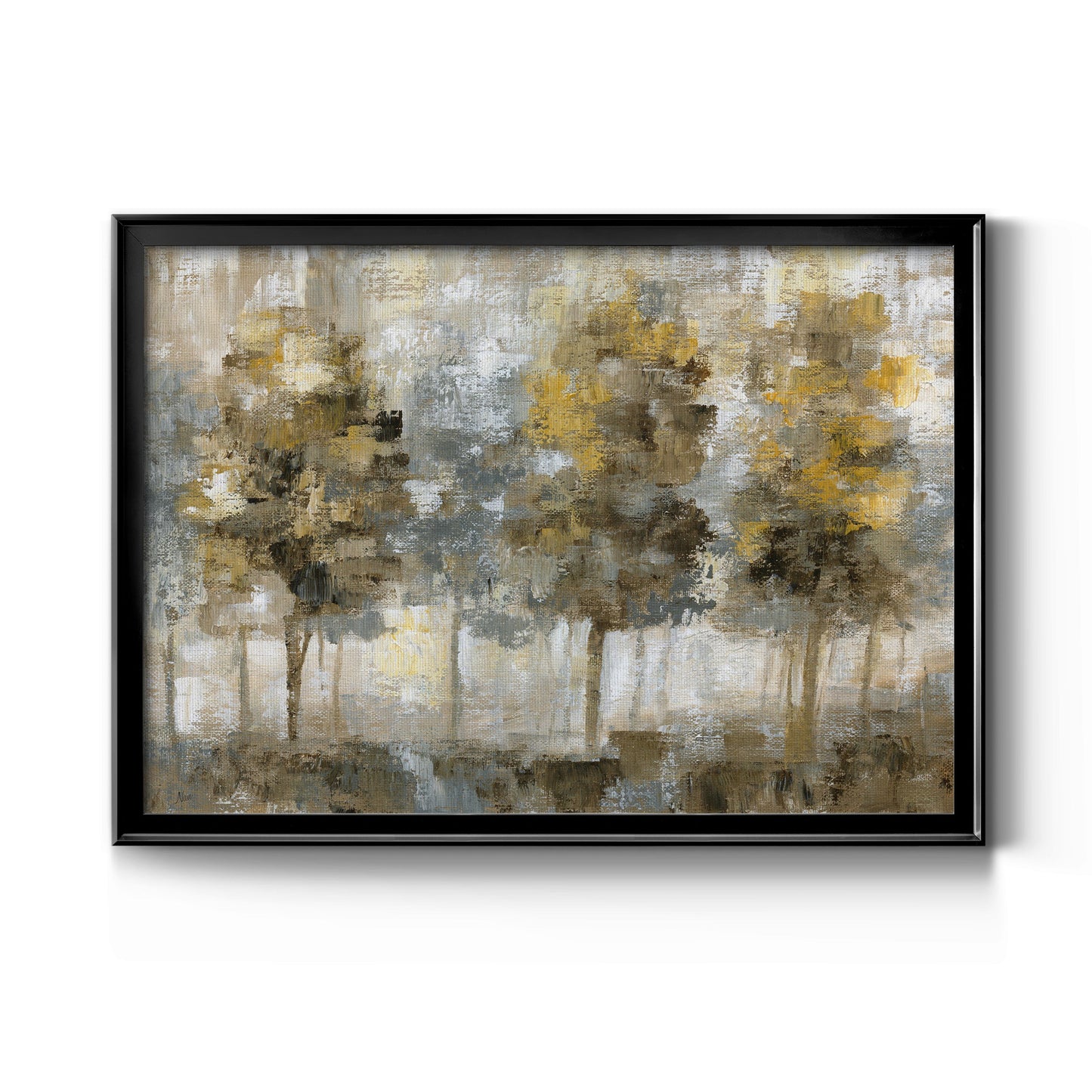 Linen Trees - Modern Framed Canvas Print