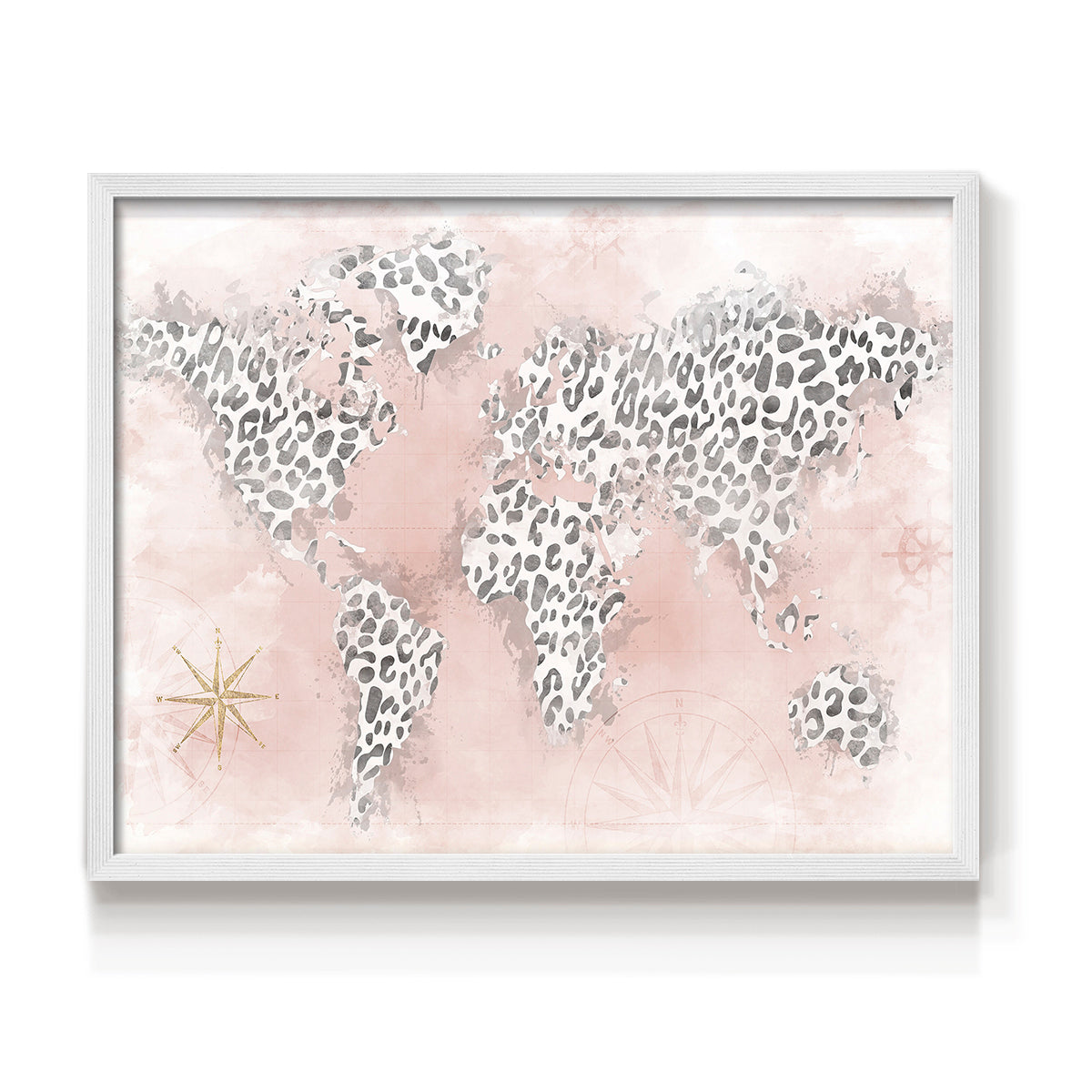 Pink Cheetah Map - Restickable Framed Art Print