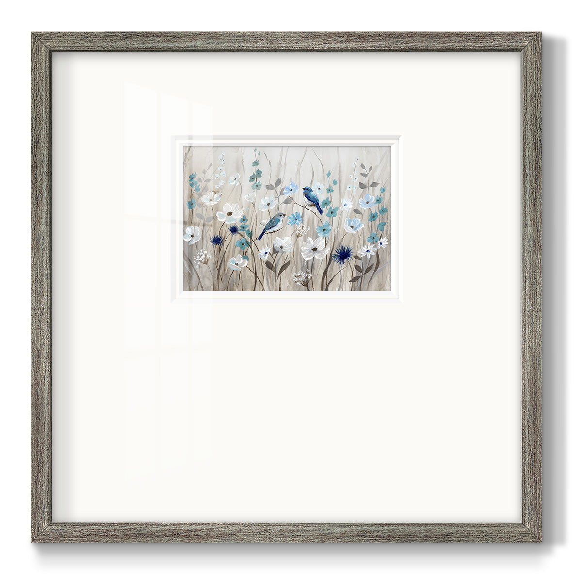 Bluebirds in Spring - Double Matboard Framed Print