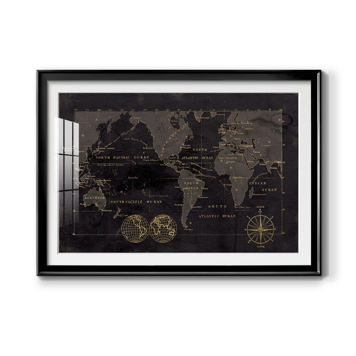 Black Gold Map - Modern Framed Art Print