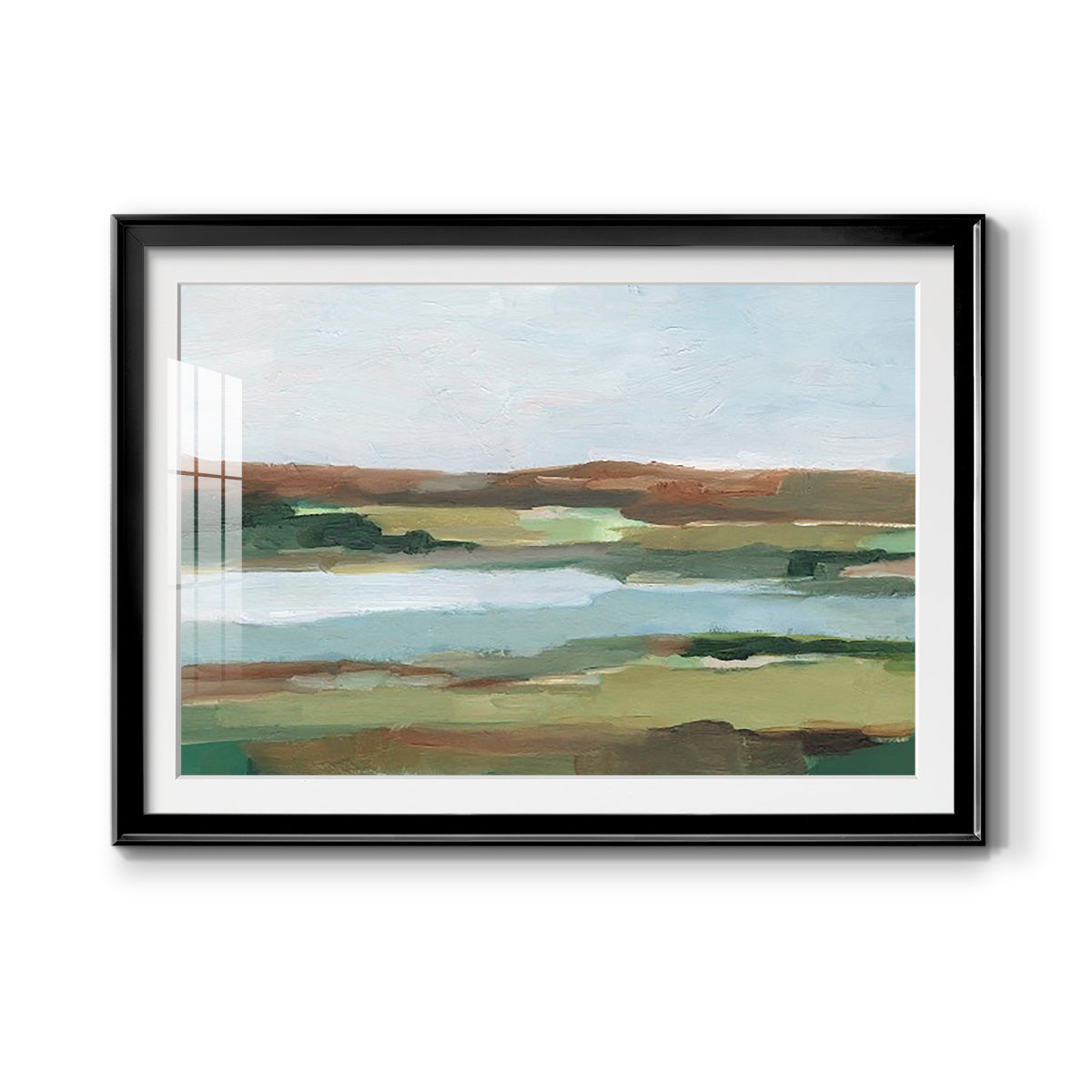Autumn River Crossing II - Modern Framed Art Print