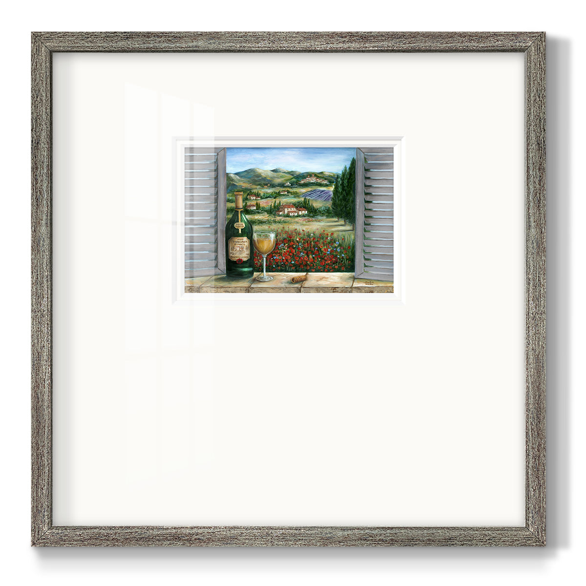 Tuscan White and Poppies - Double Matboard Framed Print