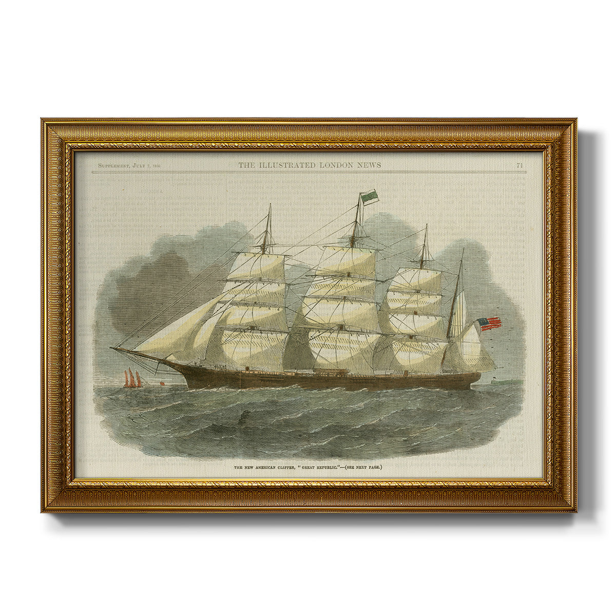 Antique Clipper Ship IV - Ornate Framed Canvas Print