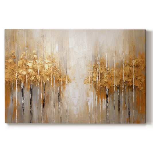 abstract art,modern art,golden trees,tranquil landscape,textured artwork,warm tones,cream colors,contemporary style,soothing imagery,nature depiction,color palette,serene atmosphere,wall decor,canvas painting,vibrant hues,abstract landscape,visual harmony,impressionistic art,nature-inspired,gold accents,minimalist design,abstract trees,elegant decor,decorative art,emotional resonance,home decor,unique artwork,calming colors,expressive art,rich textures,decorative elements,landscape representation