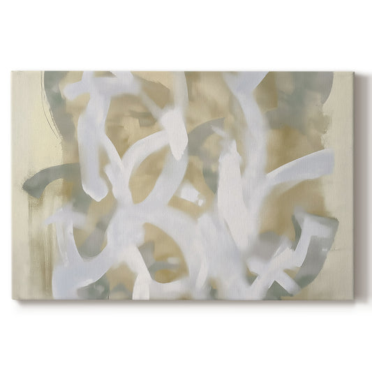 Abstract artwork featuring soft hues and flowing forms expressing movement and emotion in a contemporary style