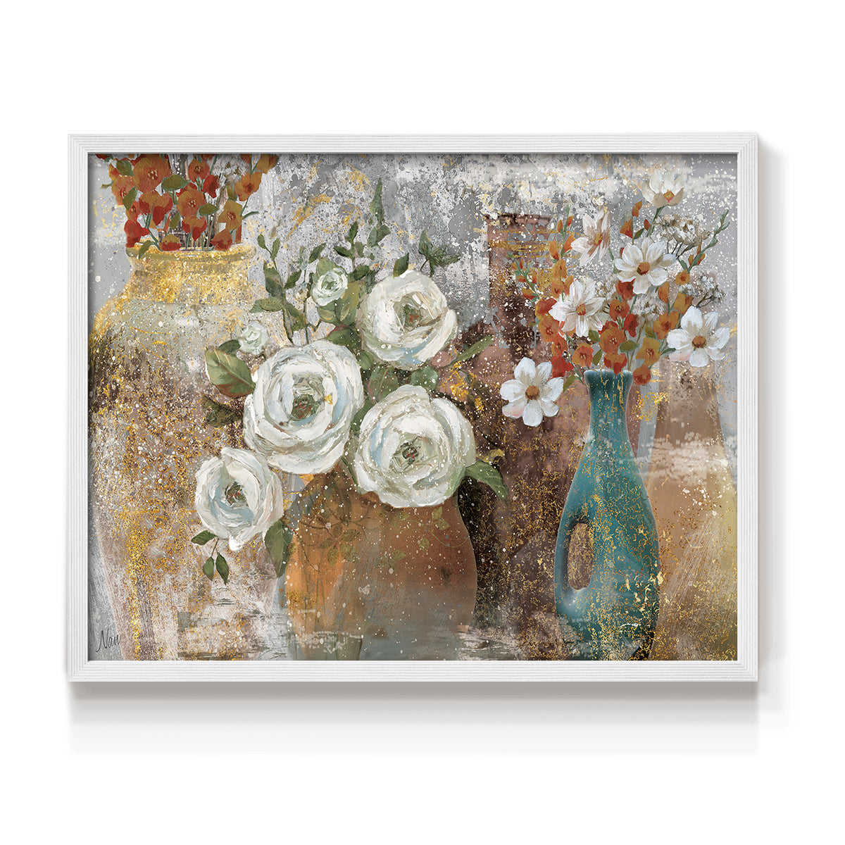 Vessels and Blooms Spice - Restickable Framed Art Print
