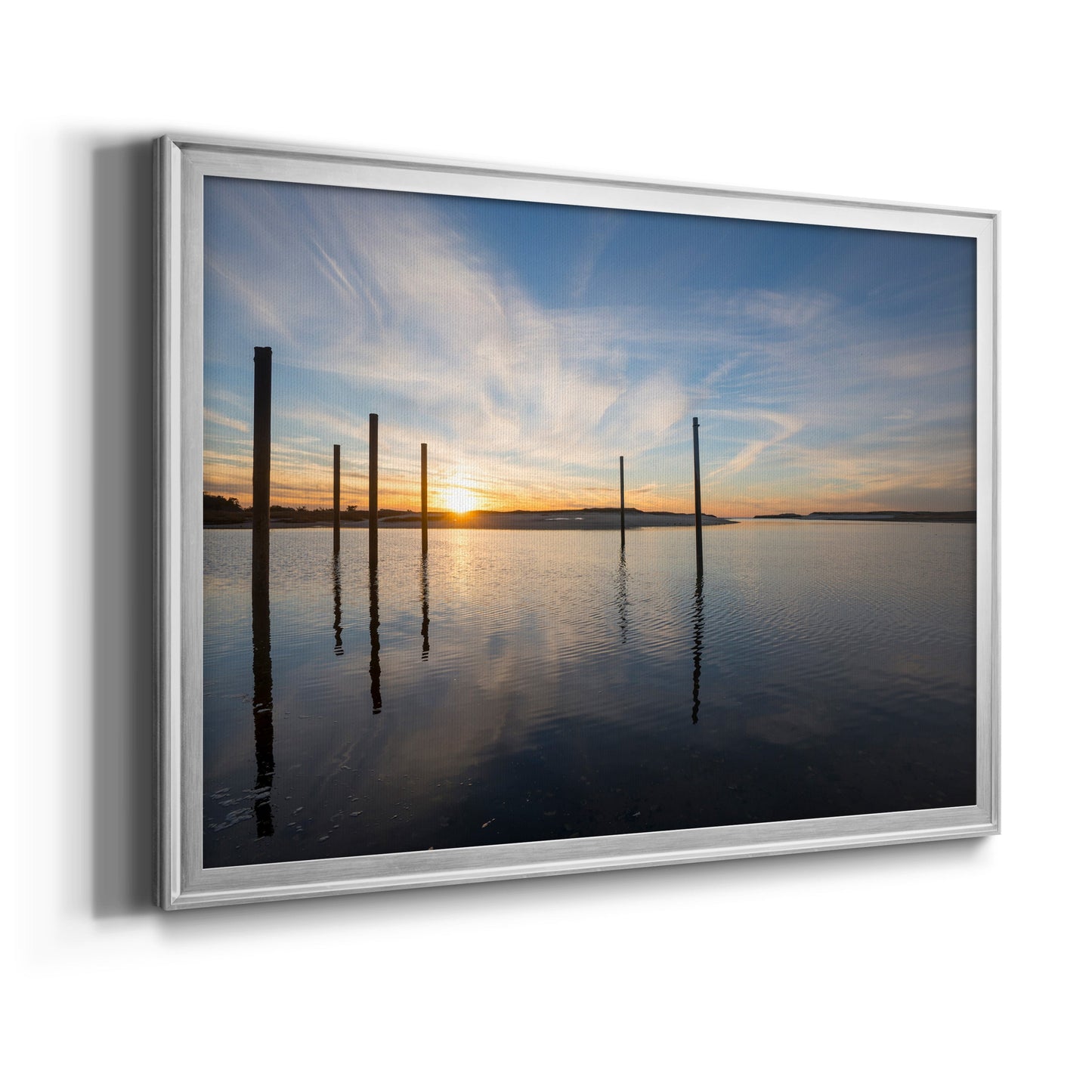 Bay at Sunset - Modern Framed Canvas Print