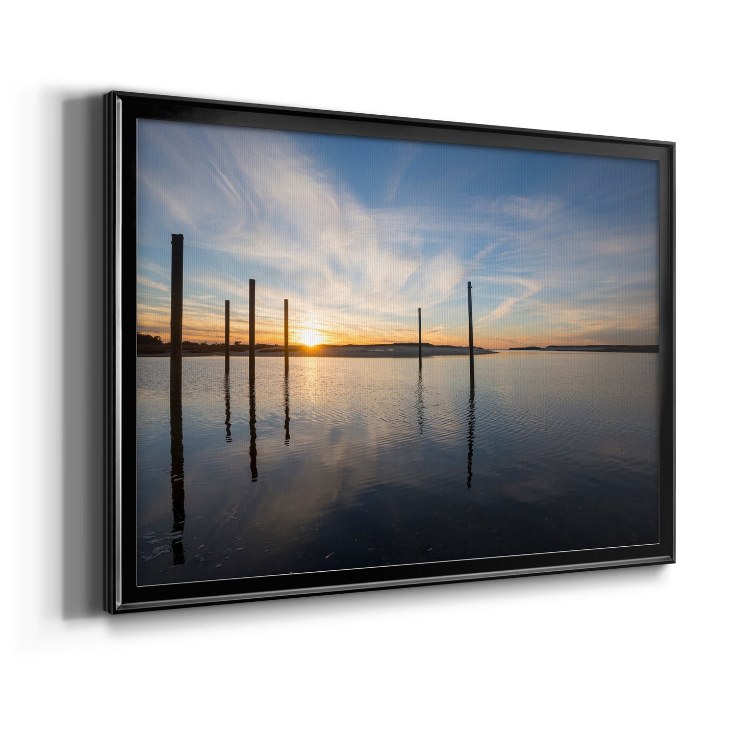 Bay at Sunset - Modern Framed Canvas Print