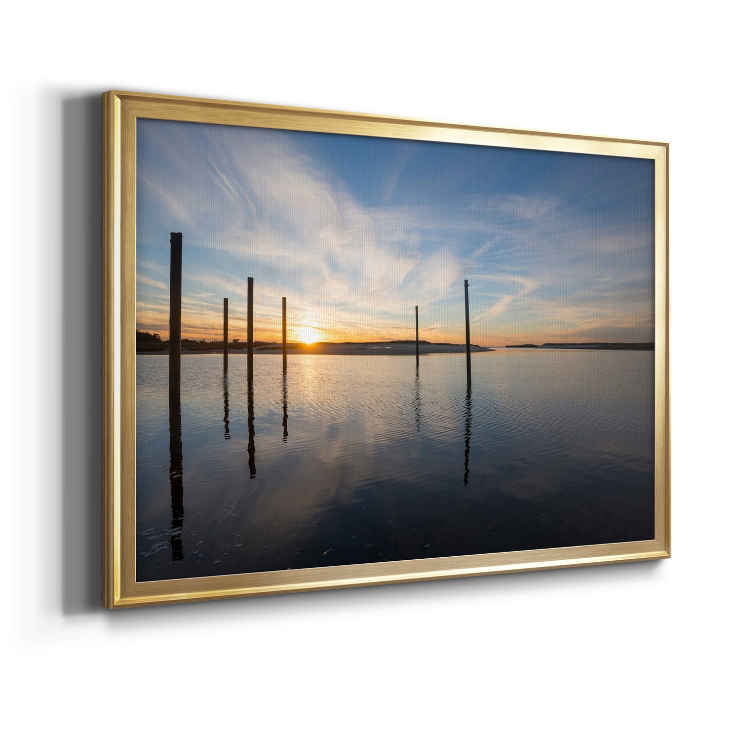 Bay at Sunset - Modern Framed Canvas Print