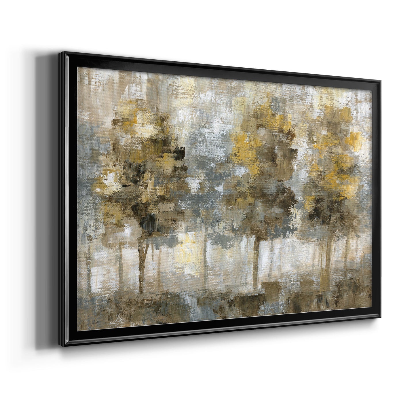 Linen Trees - Modern Framed Canvas Print