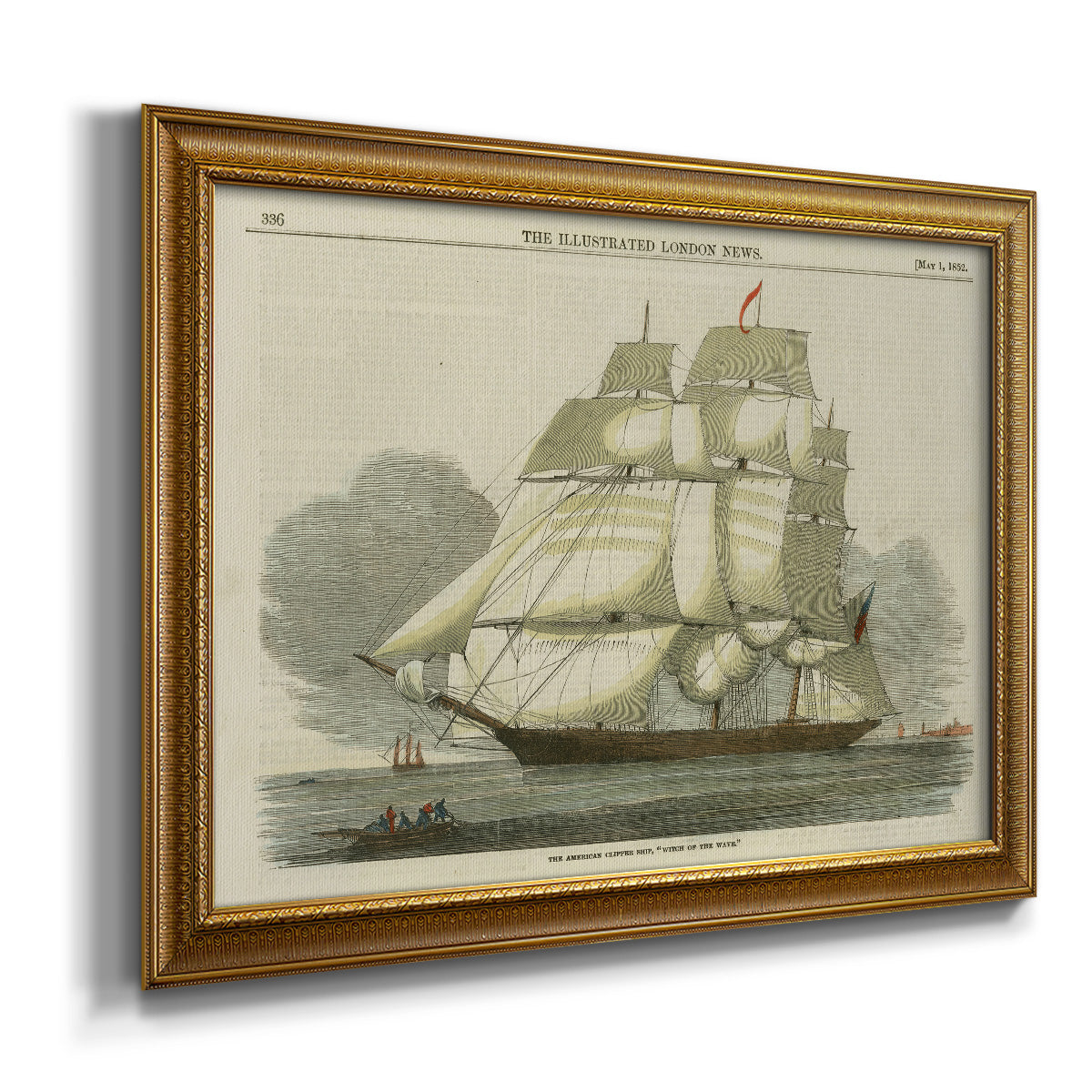 Antique Clipper Ship II - Ornate Framed Canvas Print