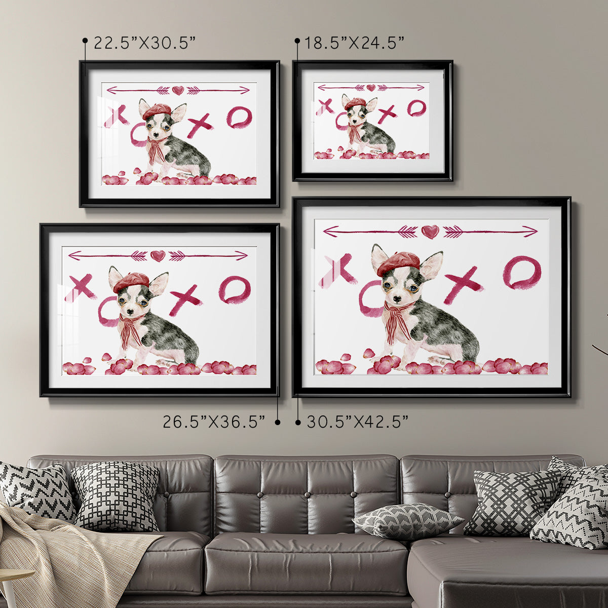 Puppy Valentine Collection A - Modern Framed Art Print
