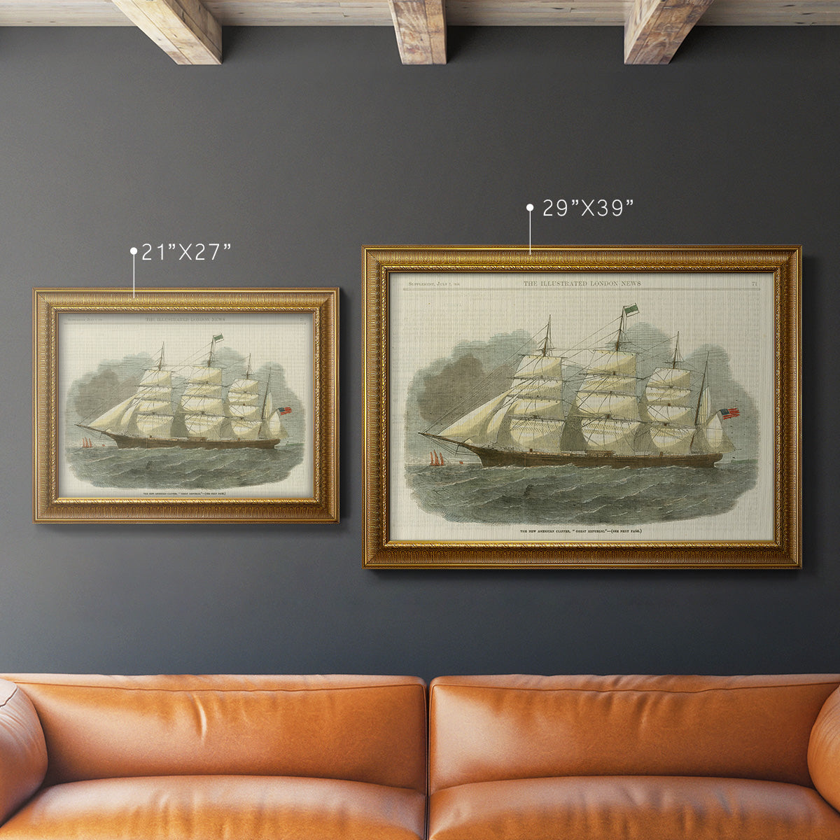 Antique Clipper Ship IV - Ornate Framed Canvas Print
