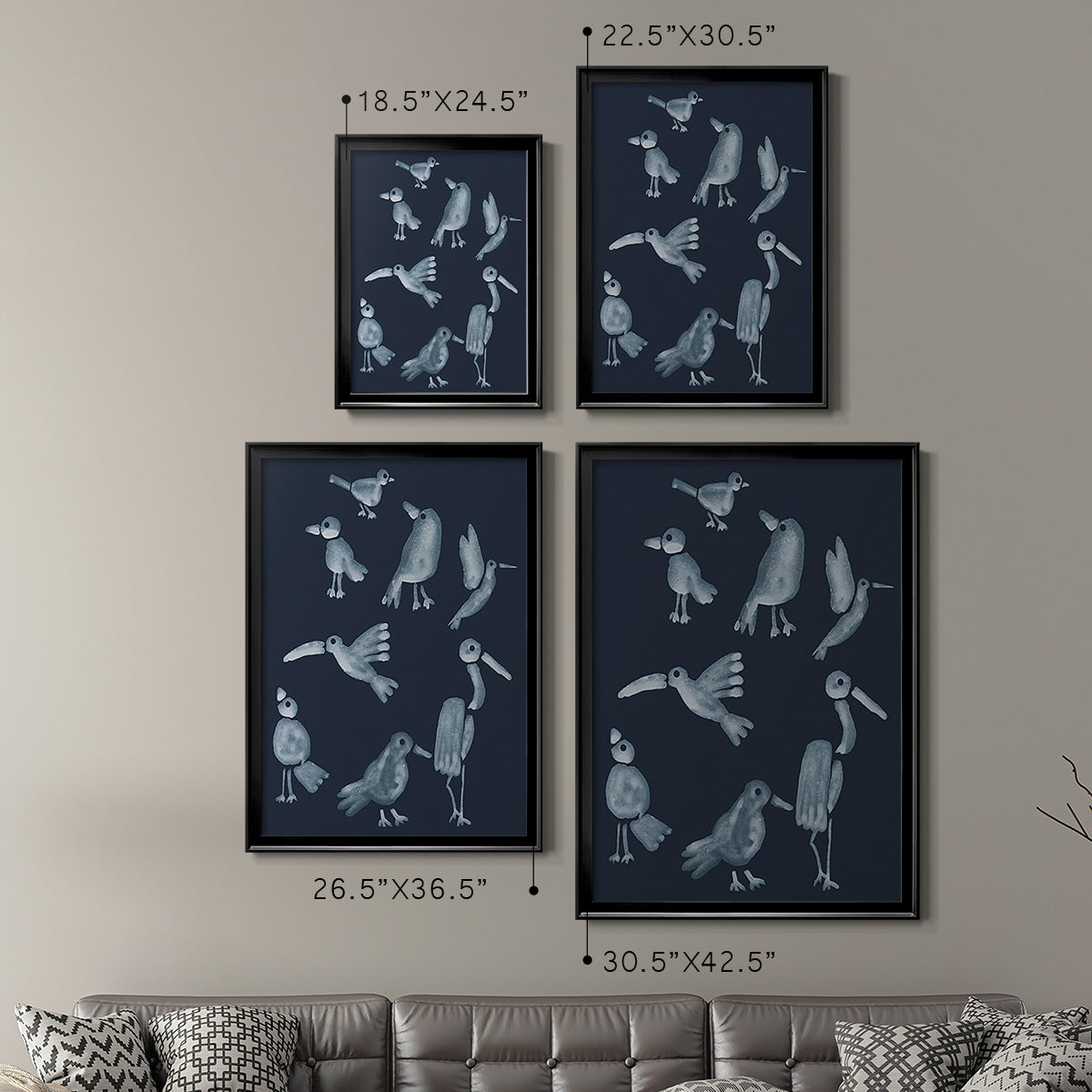Flock II - Modern Framed Canvas Print
