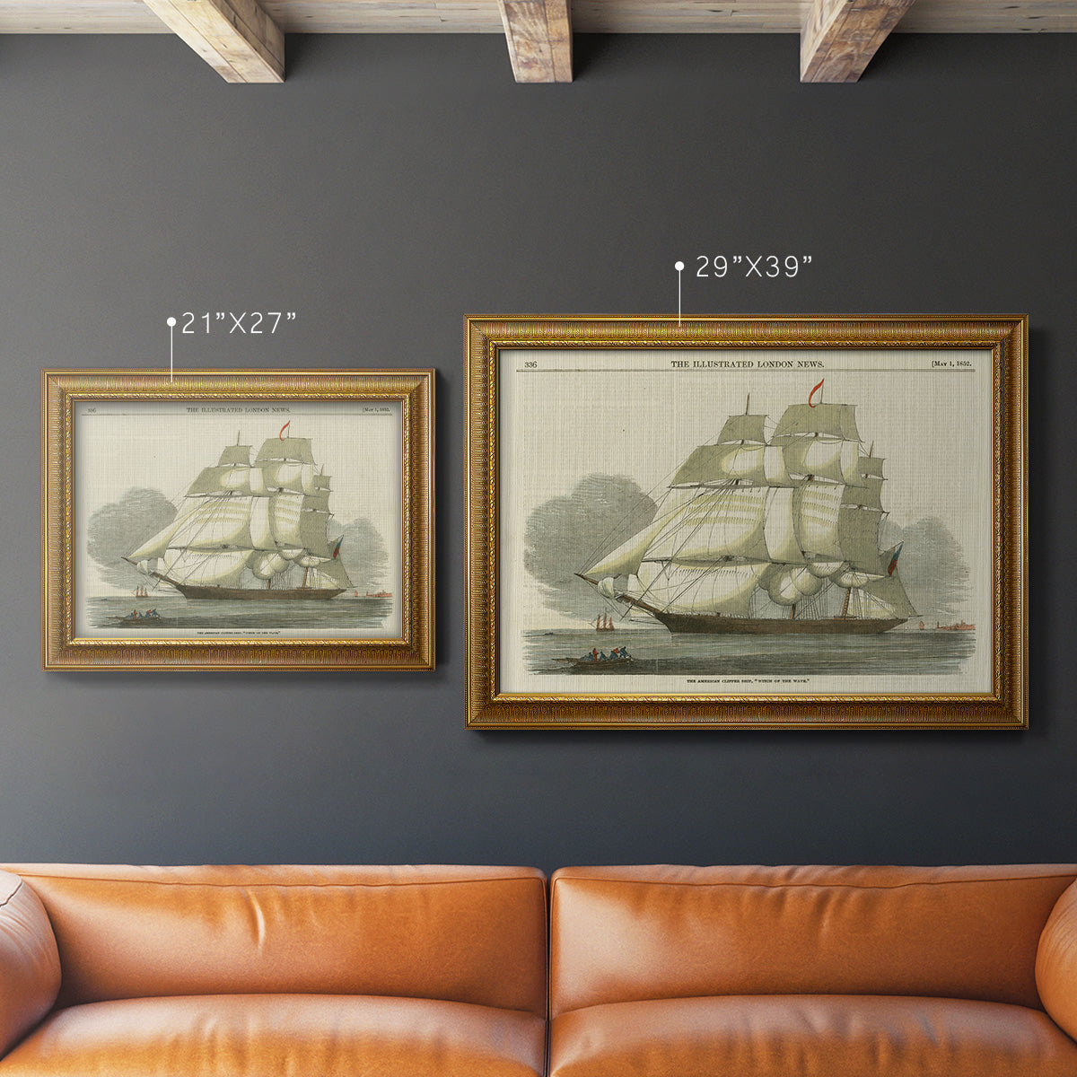Antique Clipper Ship II - Ornate Framed Canvas Print
