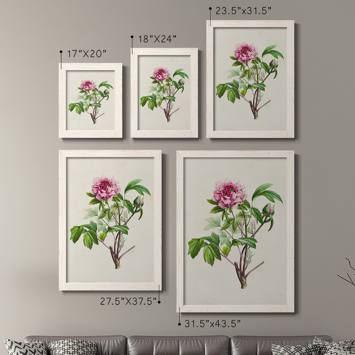 Pretty Pink Botanicals V - Barnwood Framed Canvas Set