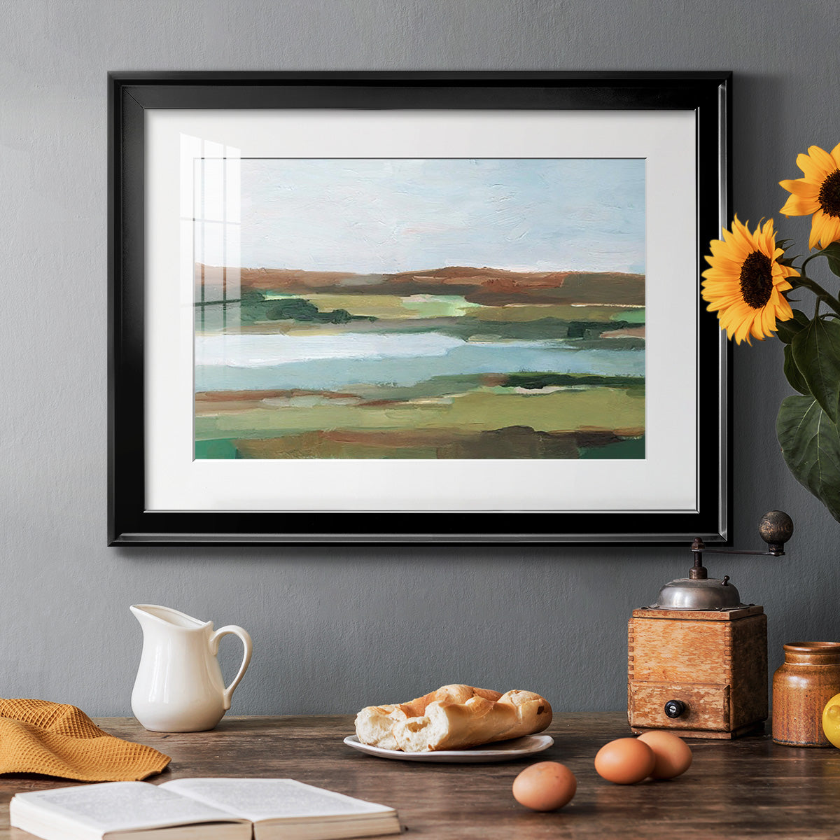 Autumn River Crossing II - Modern Framed Art Print