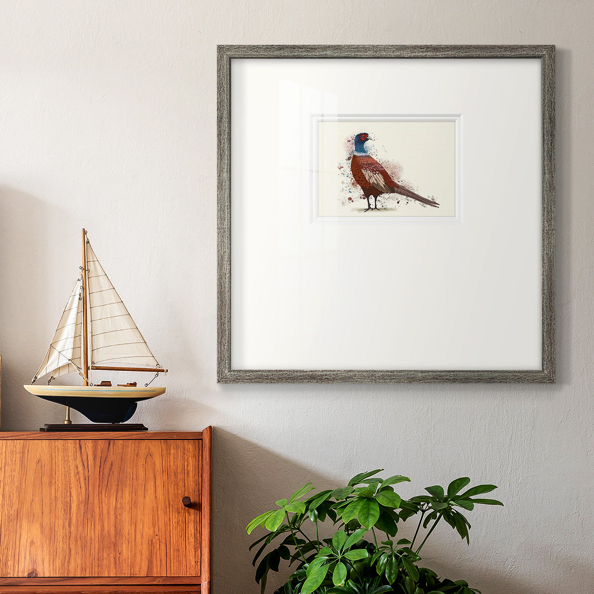 Pheasant Splash 5 - Double Matboard Framed Print