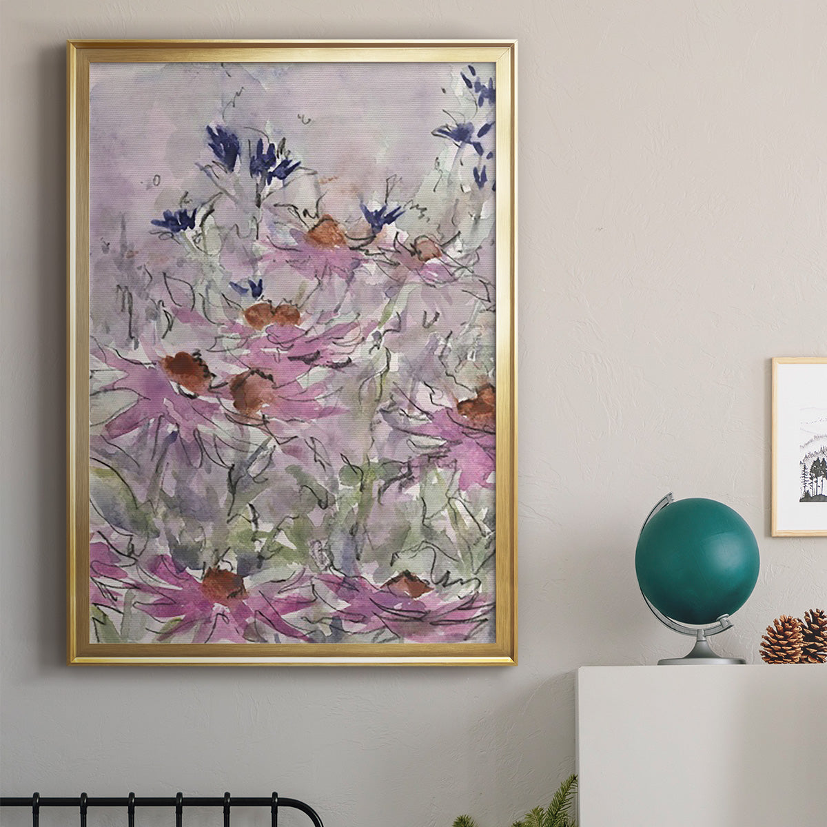 Floral Entertainment II - Modern Framed Canvas Print