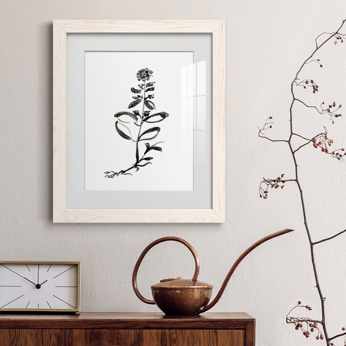 Inky Botanical III - Barnwood Framed Art Print
