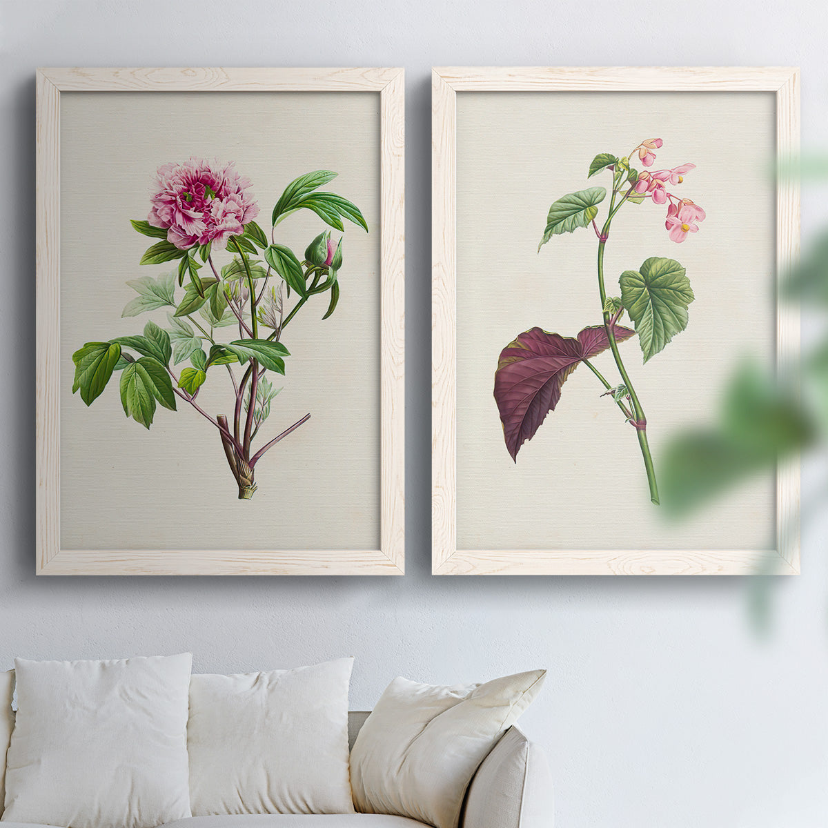 Pretty Pink Botanicals V - Barnwood Framed Canvas Set