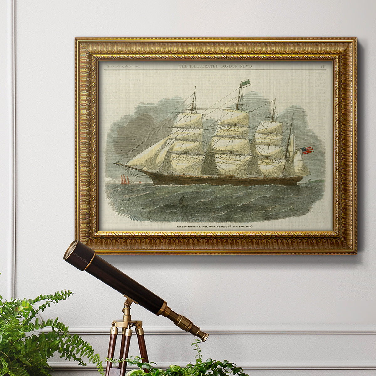 Antique Clipper Ship IV - Ornate Framed Canvas Print