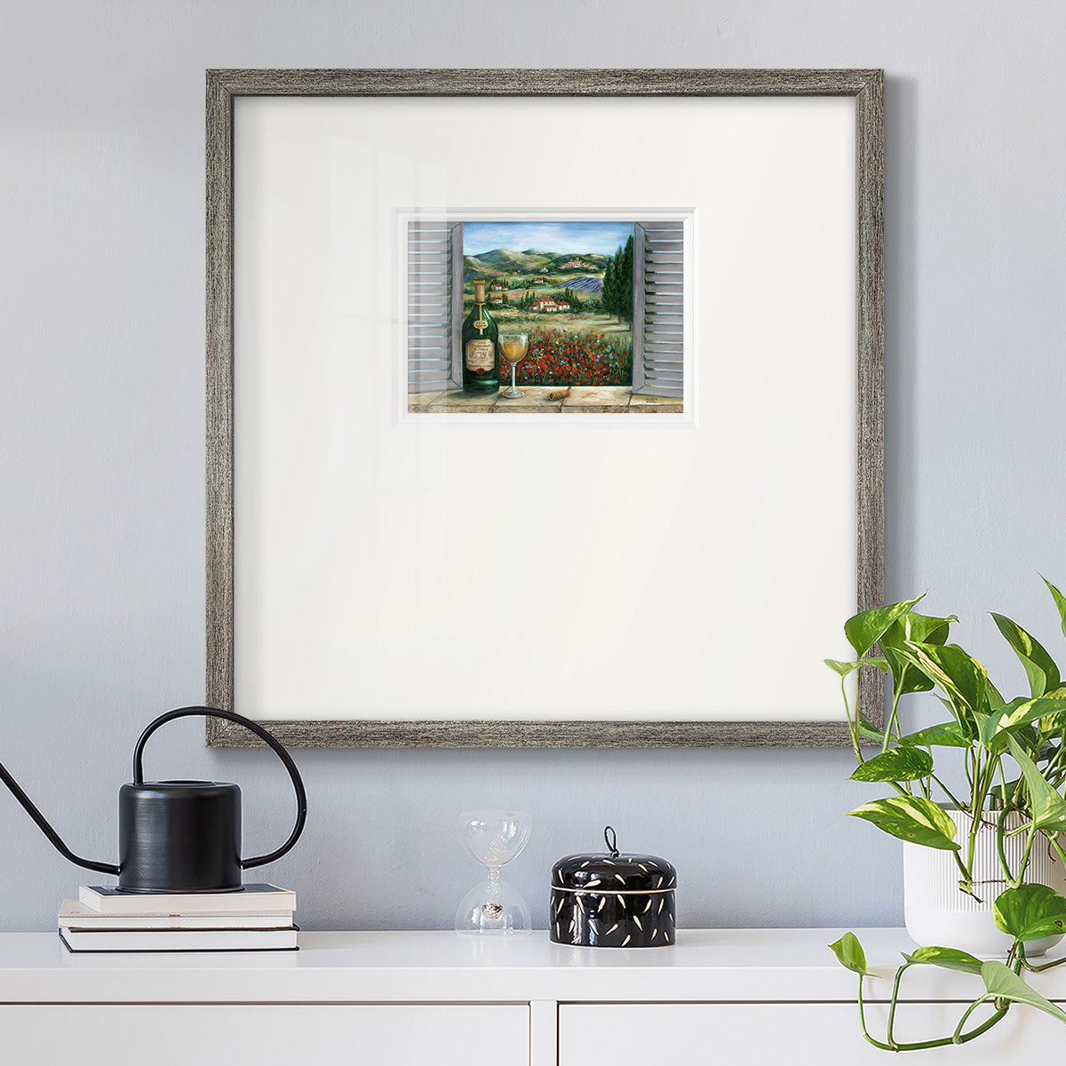 Tuscan White and Poppies - Double Matboard Framed Print