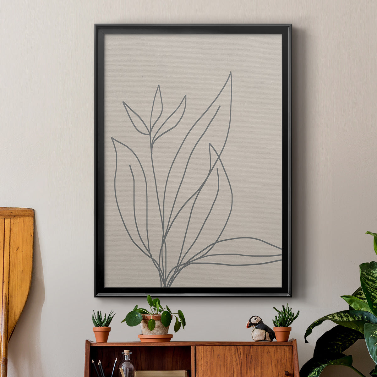 Neutral Lines I - Modern Framed Canvas Print