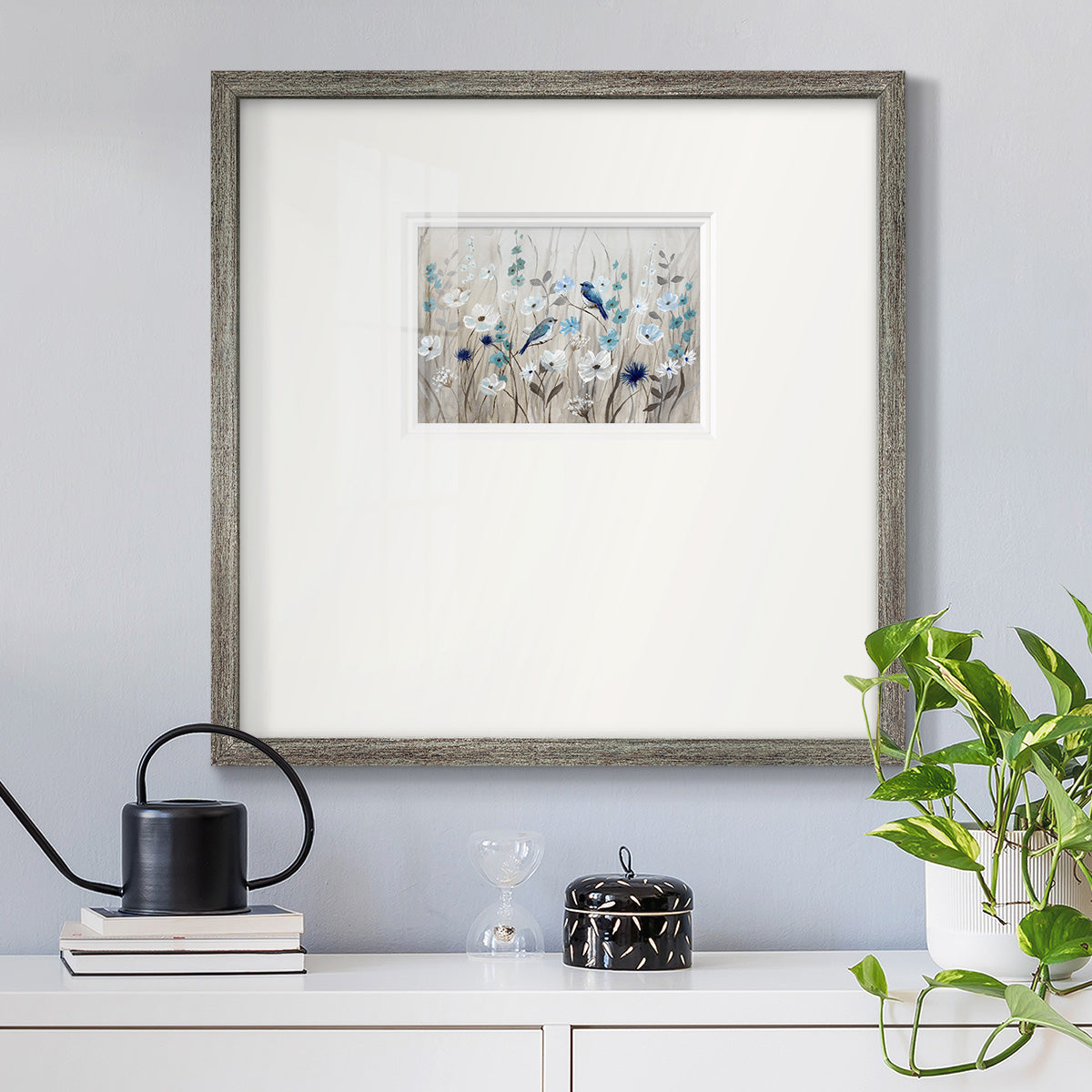 Bluebirds in Spring - Double Matboard Framed Print