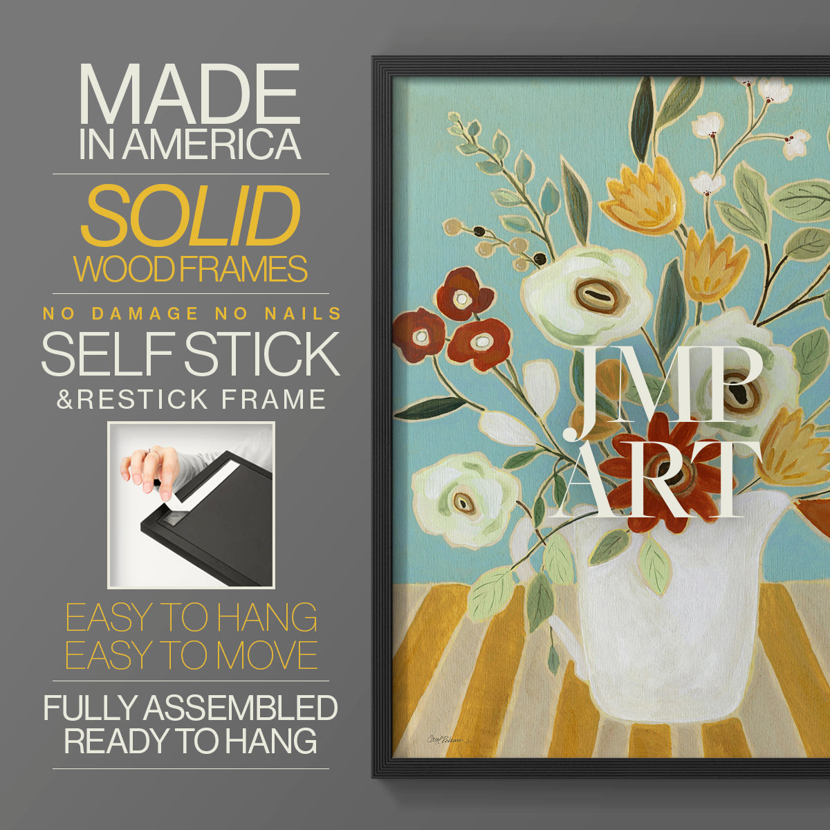 Joyful Blossoms I - Restickable Framed Art Print