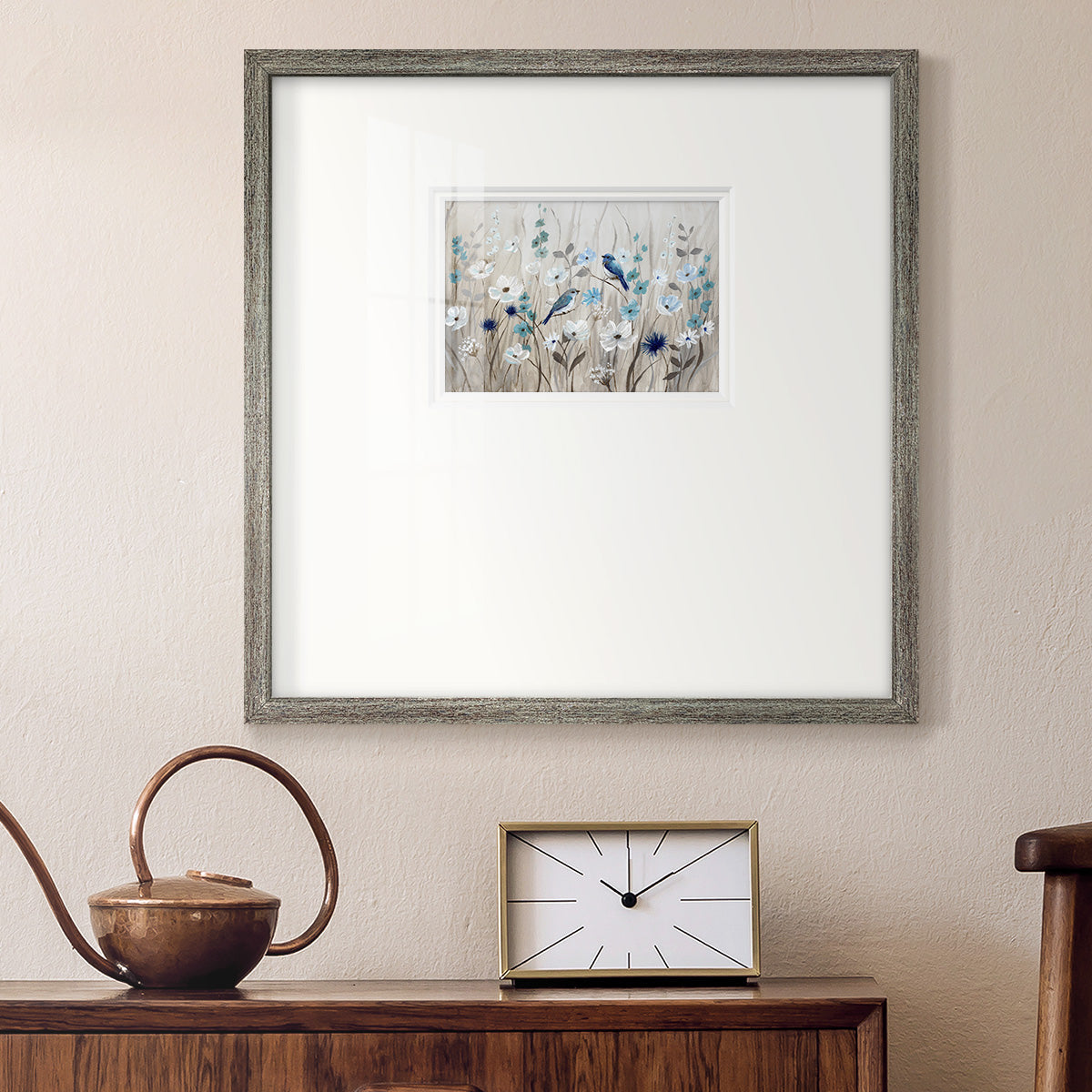 Bluebirds in Spring - Double Matboard Framed Print